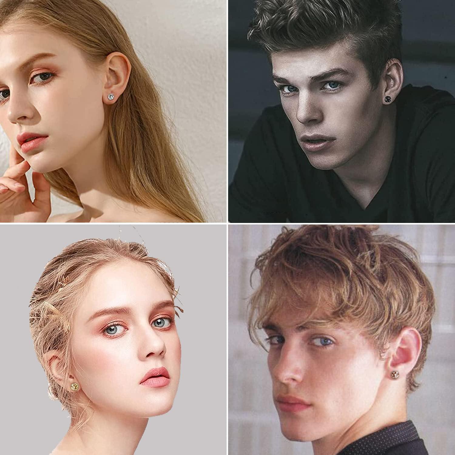 Pendientes Magnéticos de Acero Inoxidable SIISPRI 4 Pares 8MM