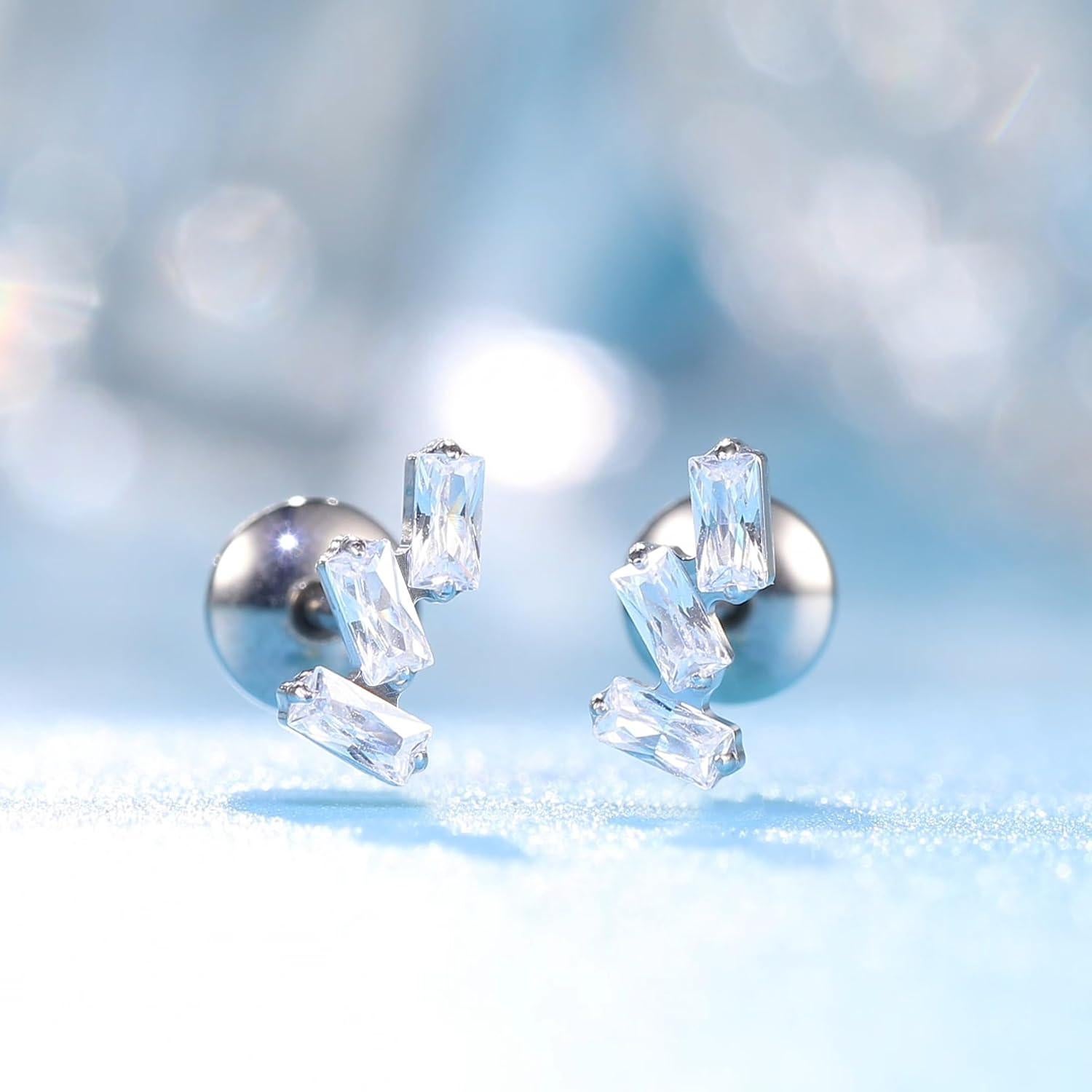 Pendientes de Titanio Hipoalergénicos Limerencia 20G Respaldo Tornillo