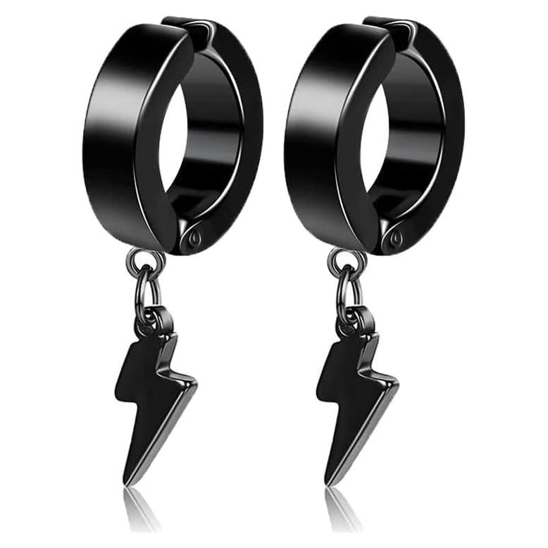 Pendientes Huggie Acero Inoxidable Priza Jewelry Rayo Colgante