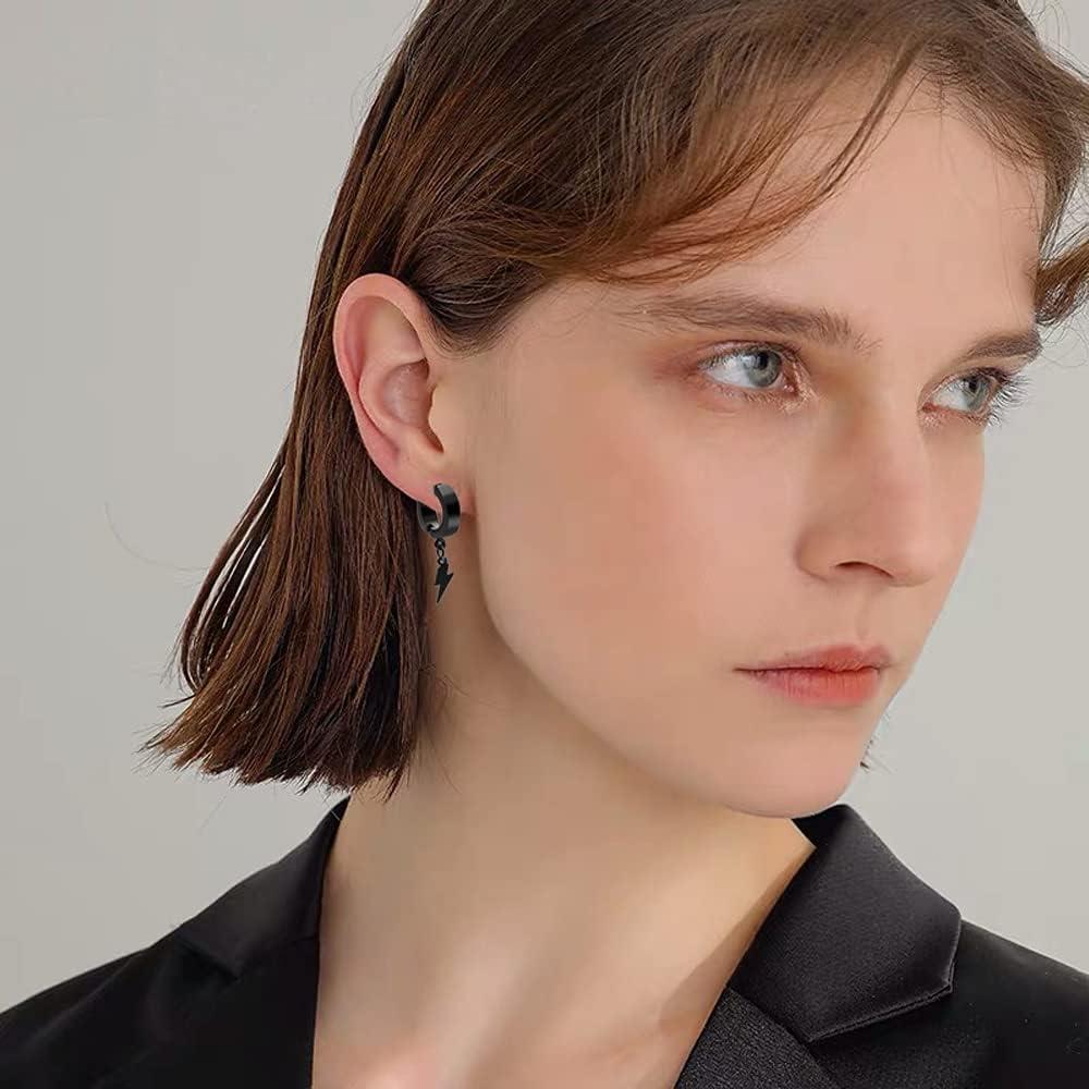 Pendientes Huggie Acero Inoxidable Priza Jewelry Rayo Colgante