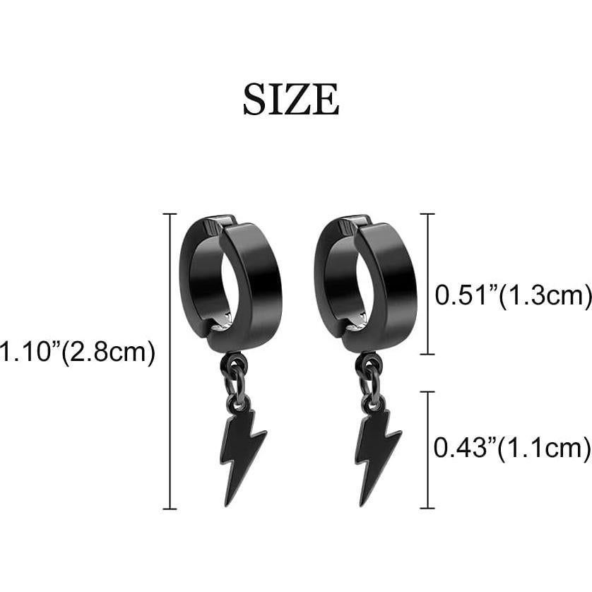 Pendientes Huggie Acero Inoxidable Priza Jewelry Rayo Colgante