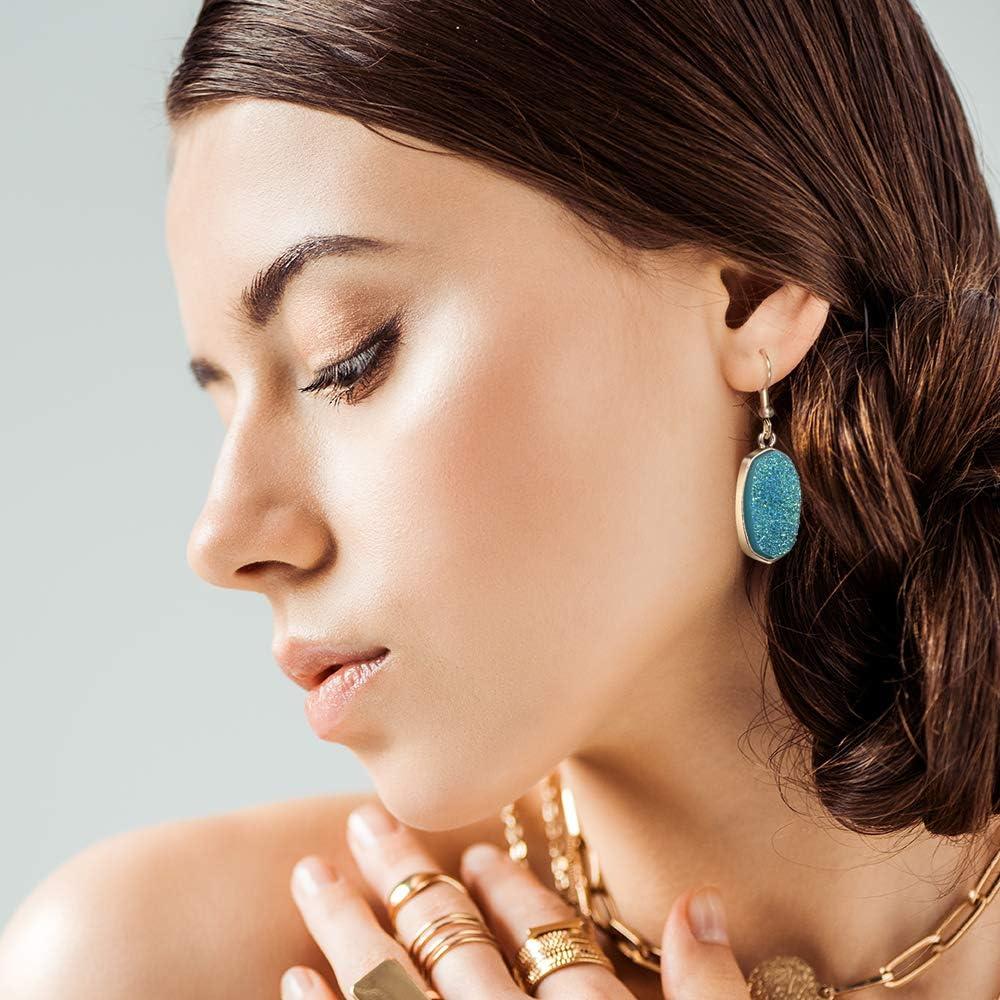 Hefanny 12 Pares Pendientes Colgantes de Cristal Drusa para Mujeres