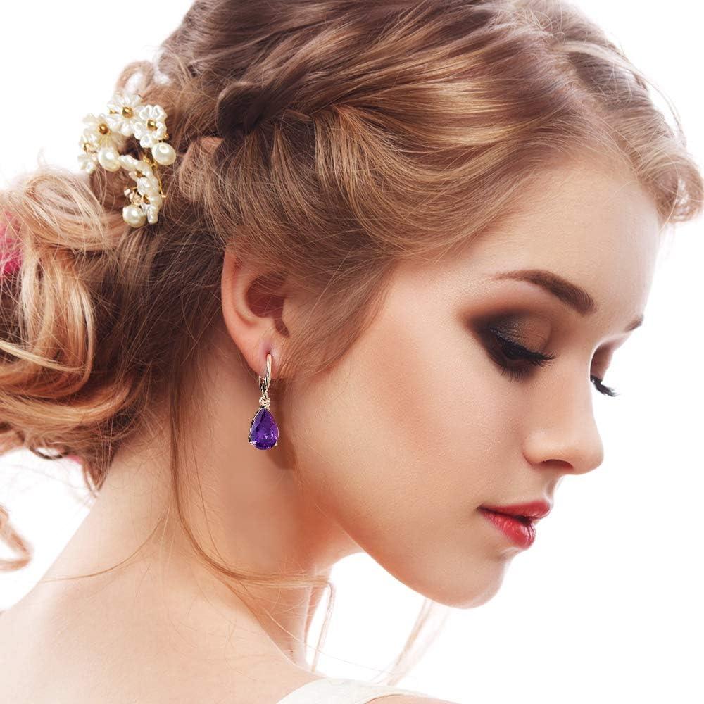 Hefanny 12 Pares Pendientes Colgantes de Cristal Drusa para Mujeres