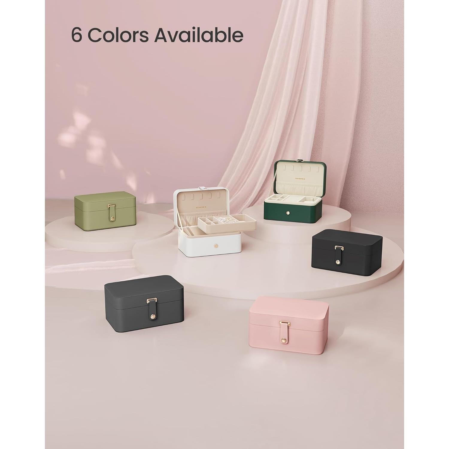 Caja de Joyería Portátil SONGMICS Rosa Gelatina 2 Capas