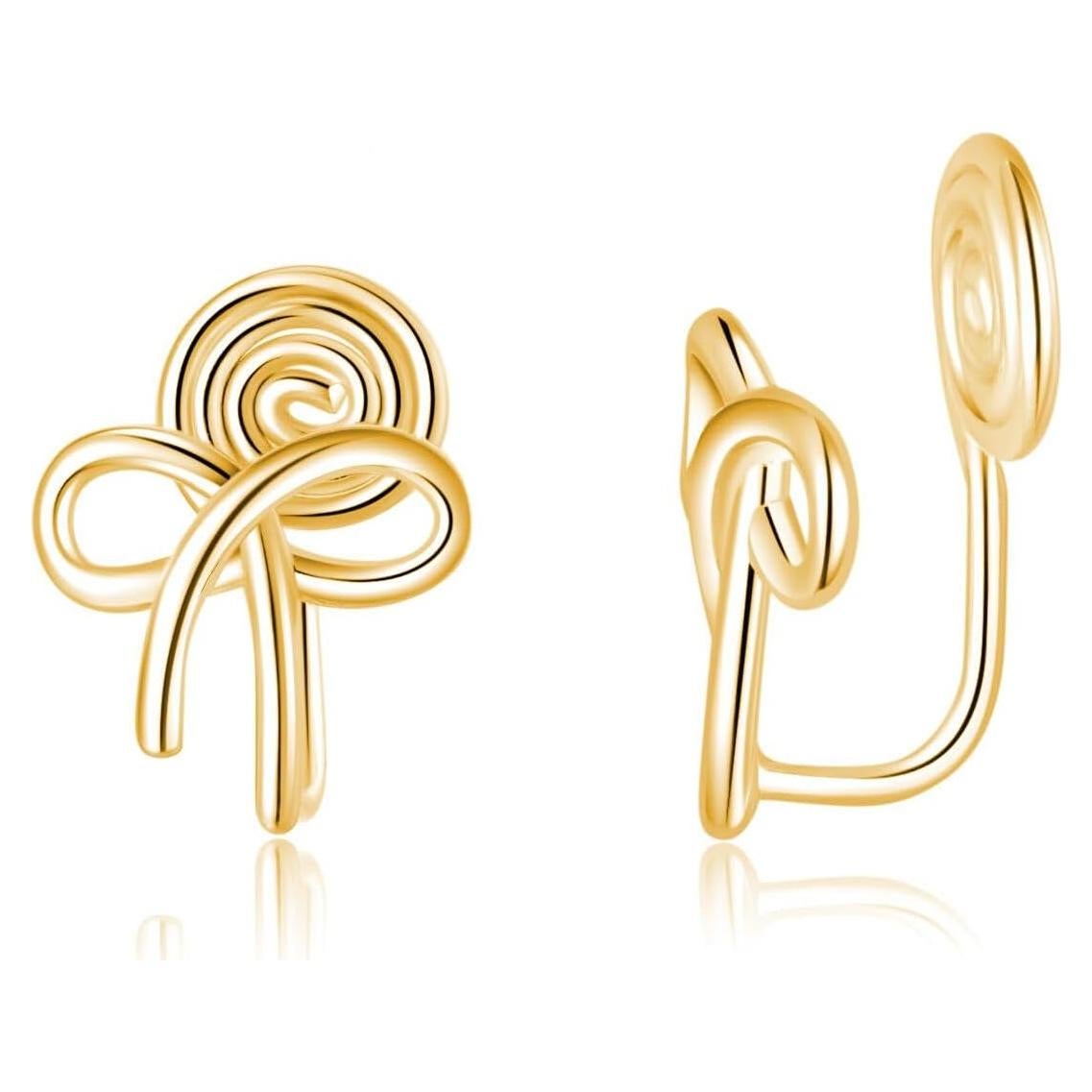 Pendientes de Clip Lazo Plata Esterlina 925 Reffeer 1.5cm