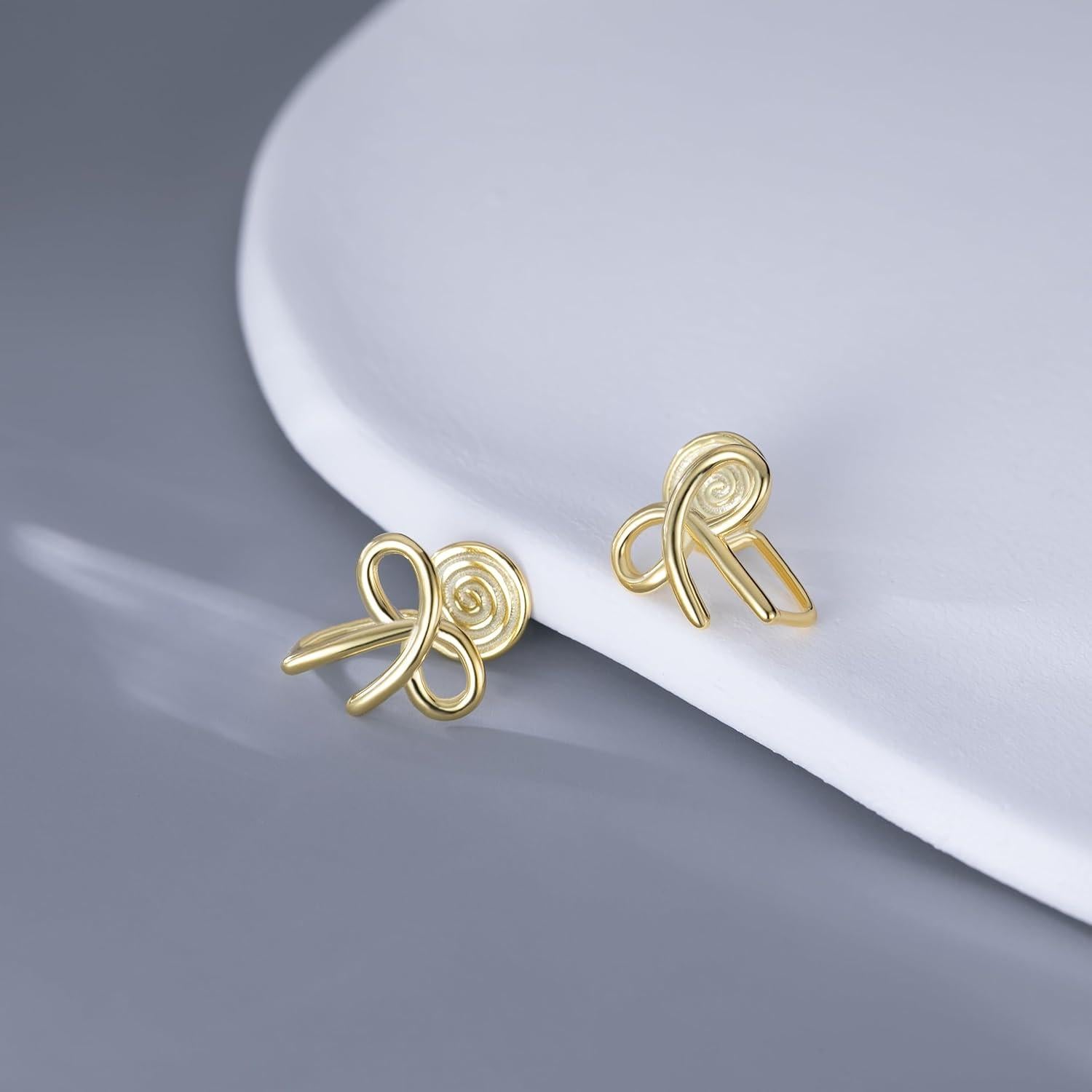 Pendientes de Clip Lazo Plata Esterlina 925 Reffeer 1.5cm