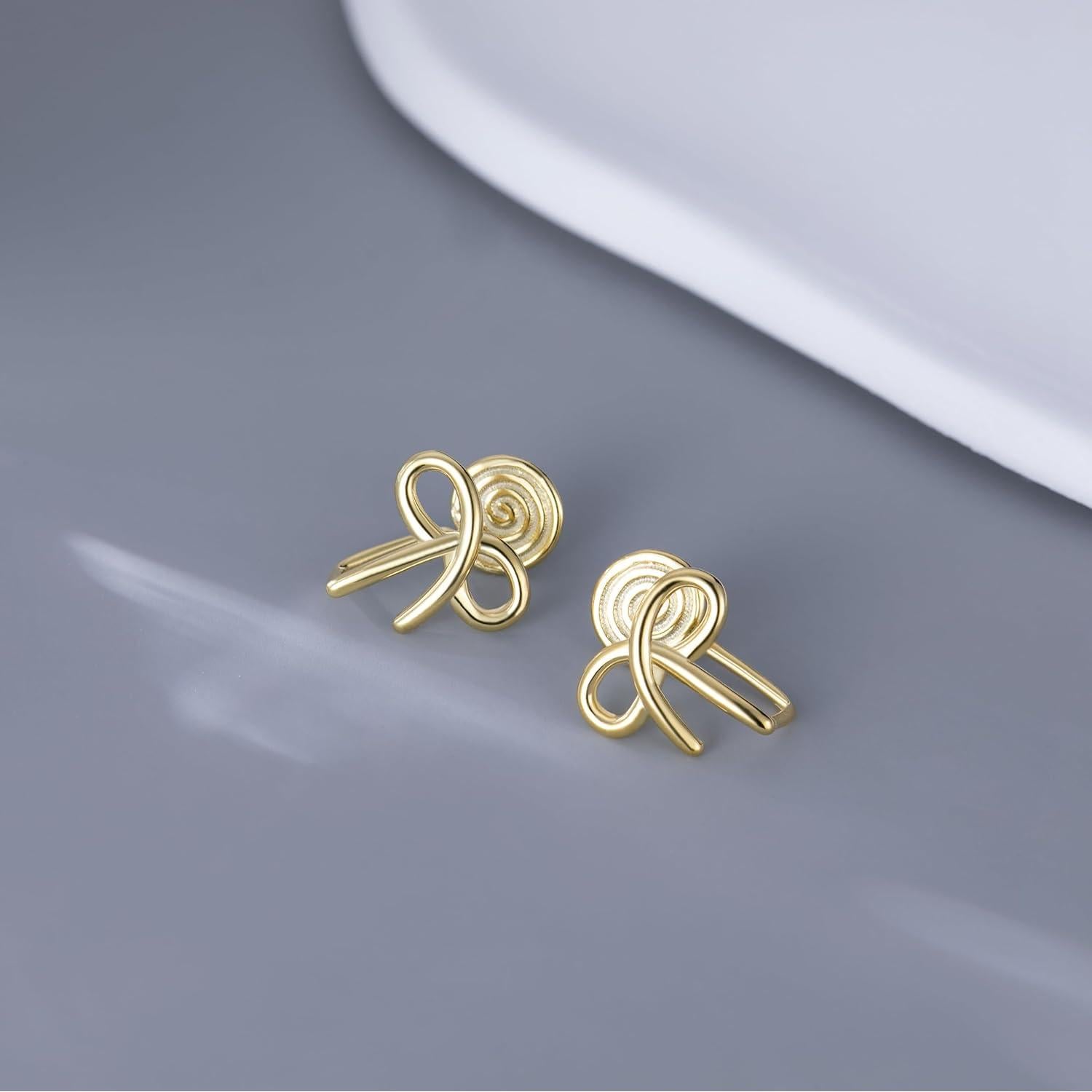 Pendientes de Clip Lazo Plata Esterlina 925 Reffeer 1.5cm