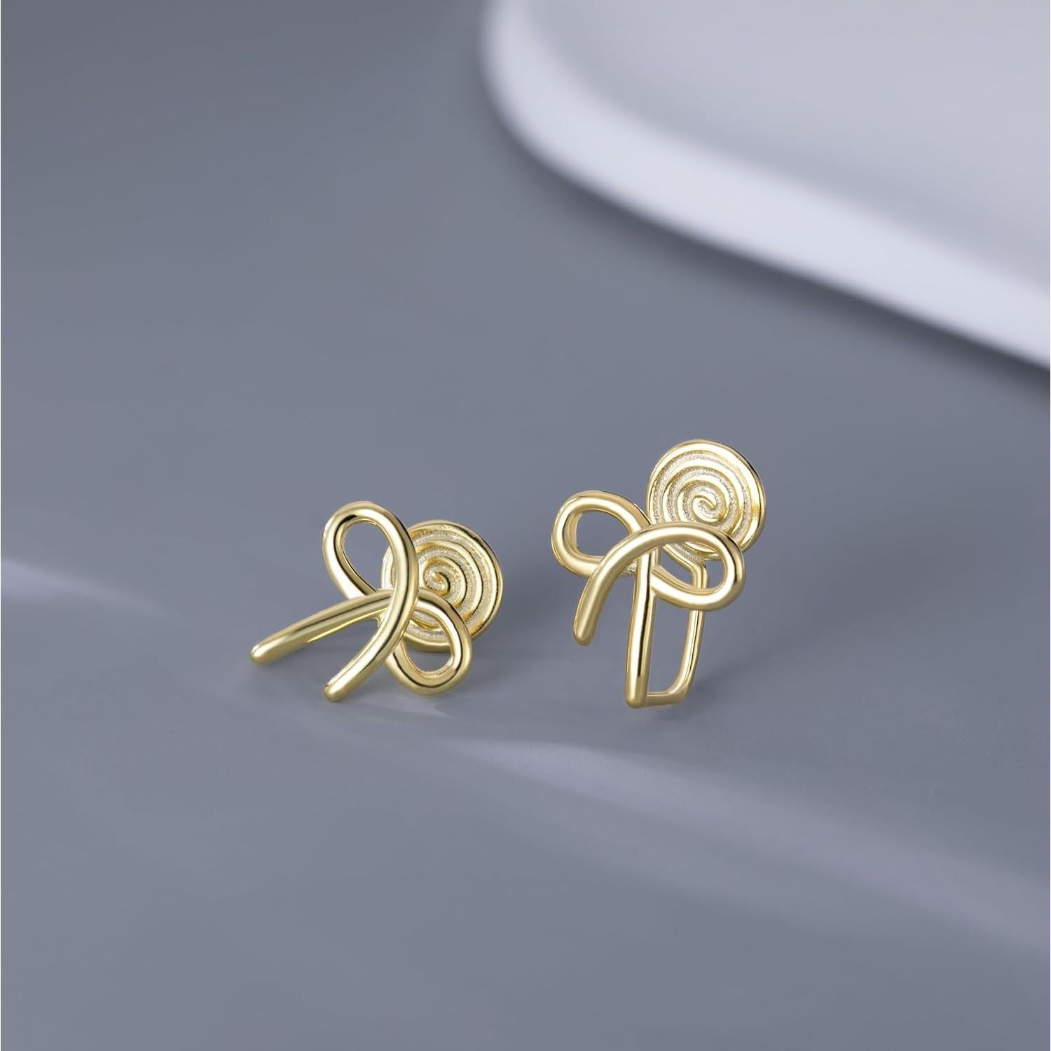 Pendientes de Clip Lazo Plata Esterlina 925 Reffeer 1.5cm