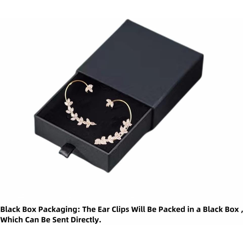 Clips para Oreja Dorados Sin Perforar 2PCS Diseño Hoja