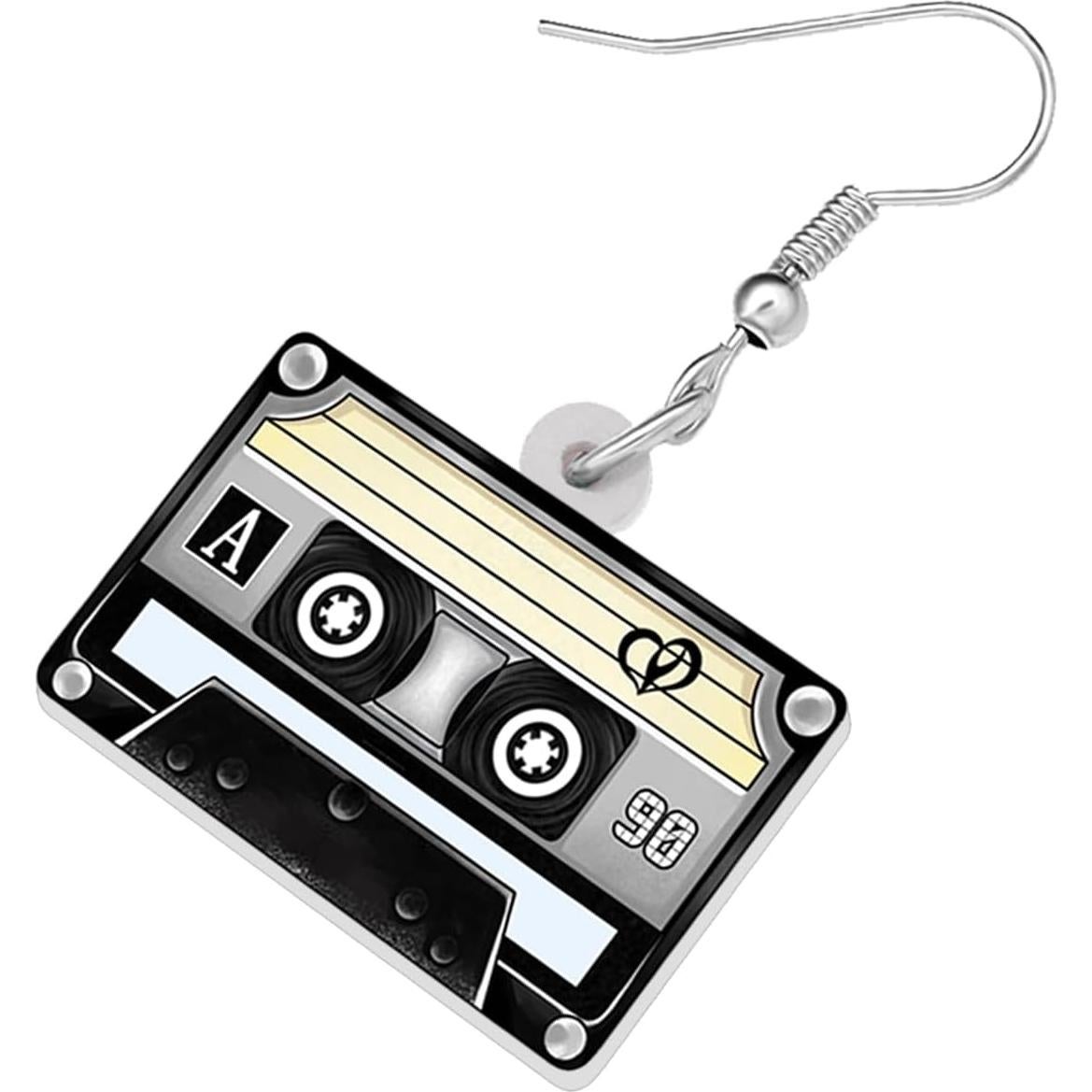 Pendientes de Cinta de Casete Vintage HUAGEO Doble Cara