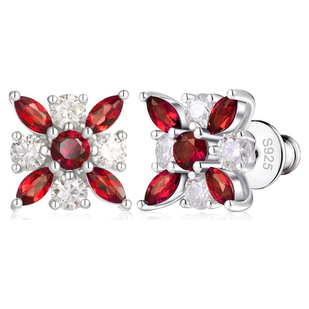 Pendientes de Stud de Moissanite y Rubí 1.64ct FWM Joyas