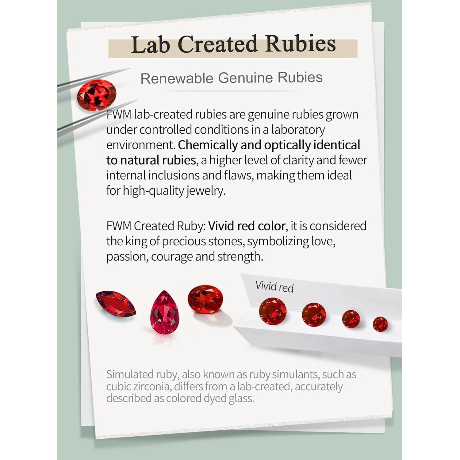 Pendientes de Stud de Moissanite y Rubí 1.64ct FWM Joyas