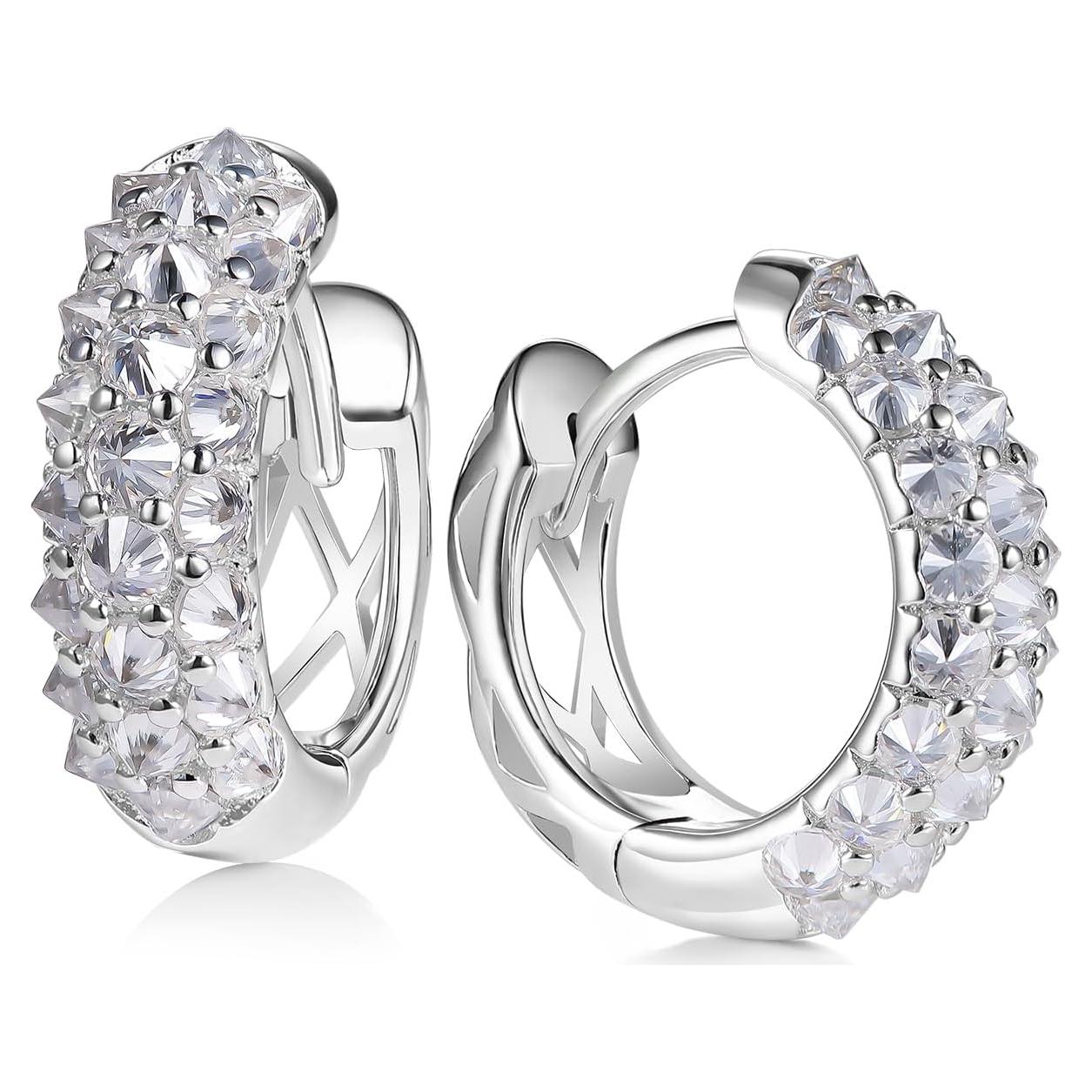 Pendientes Aros Huggie Moissanita Plata 925 15mm Unisex