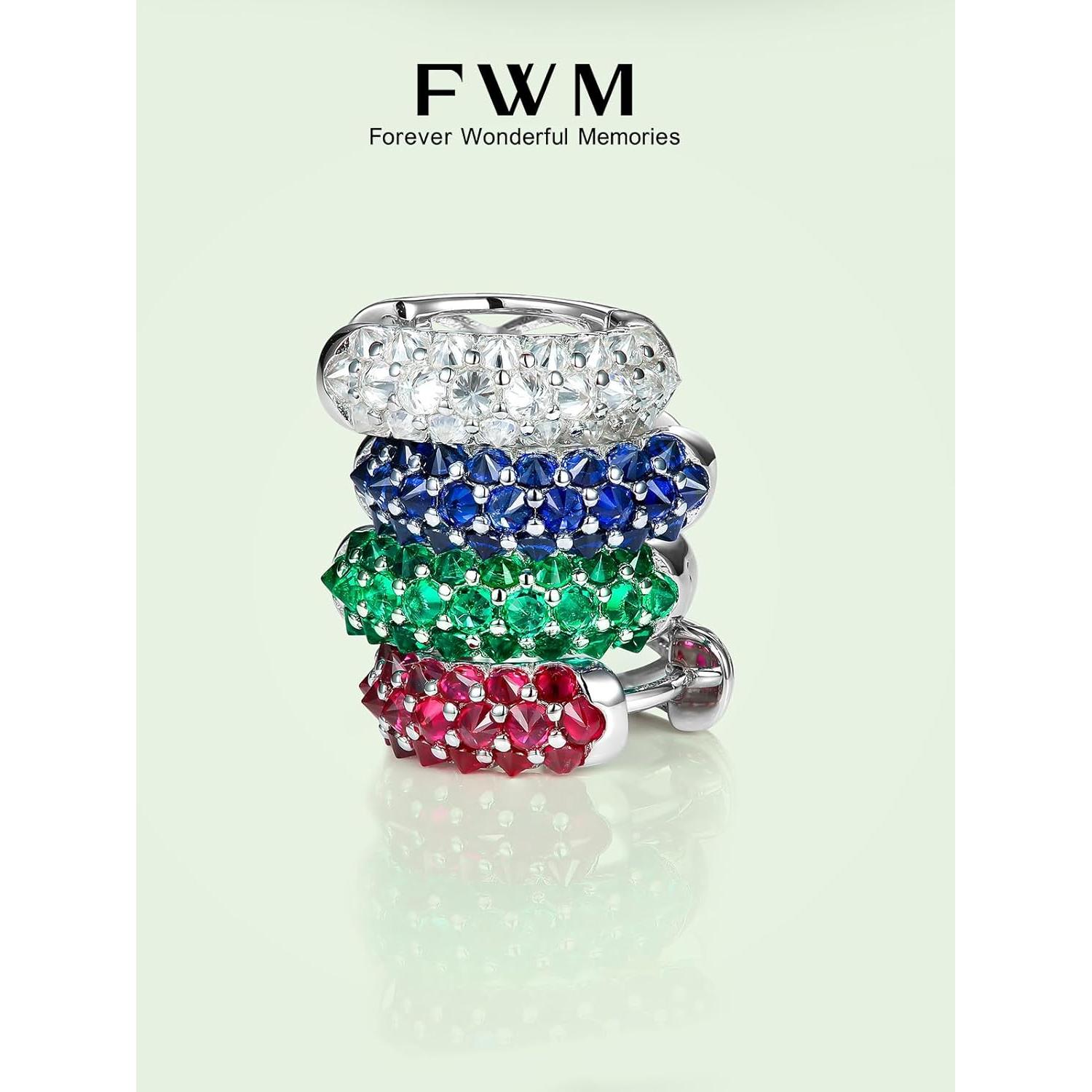 Pendientes Aros Huggie Moissanita Plata 925 15mm Unisex