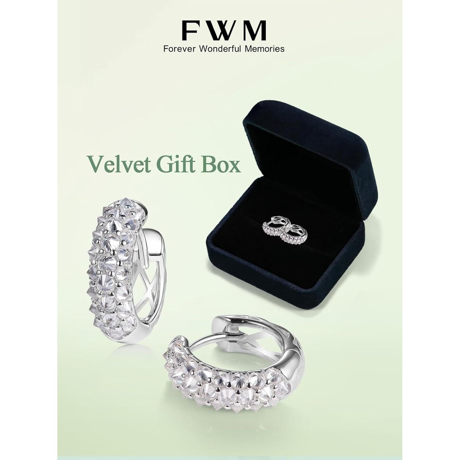 Pendientes Aros Huggie Moissanita Plata 925 15mm Unisex