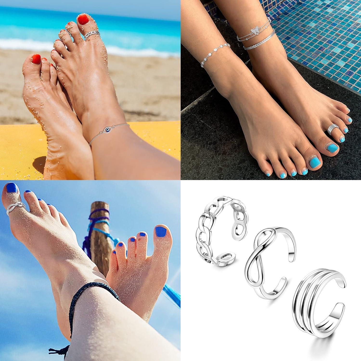 Conjunto de Tobilleras y Anillos Abiertos Sanfenly para Mujeres