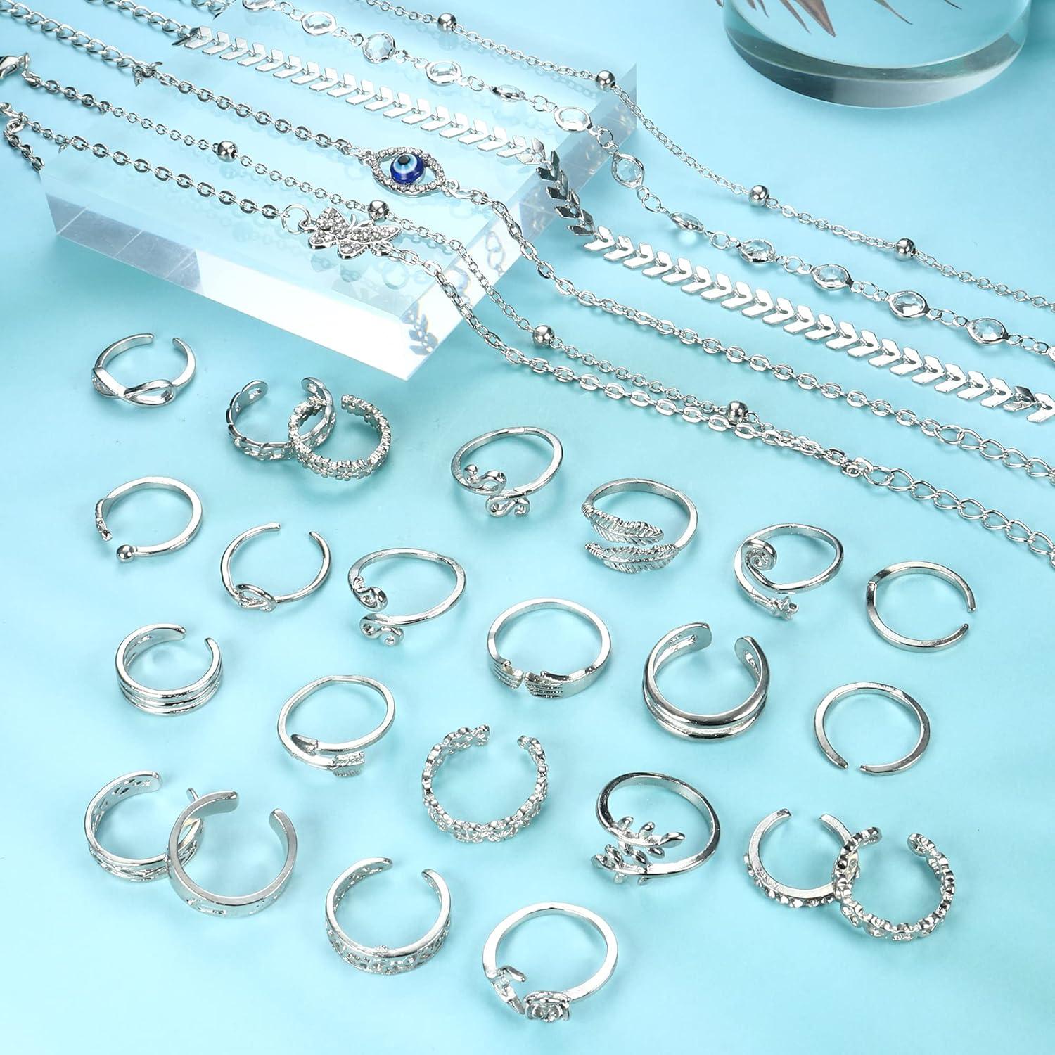 Conjunto de Tobilleras y Anillos Abiertos Sanfenly para Mujeres