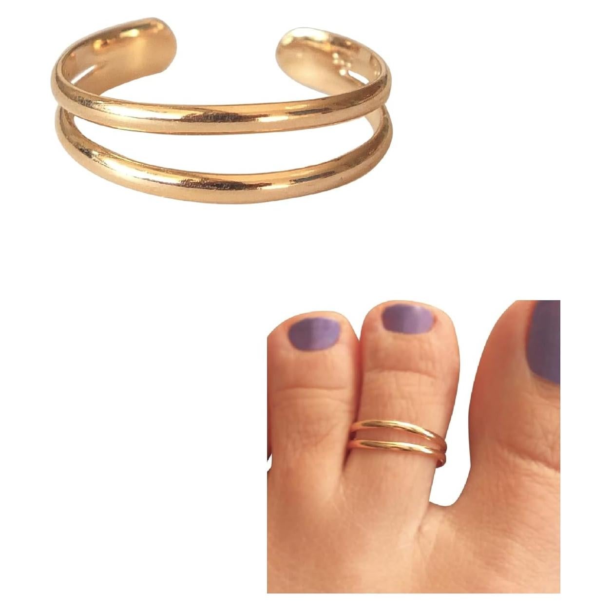 Anillo ajustable de doble banda dorada MiYa Creations