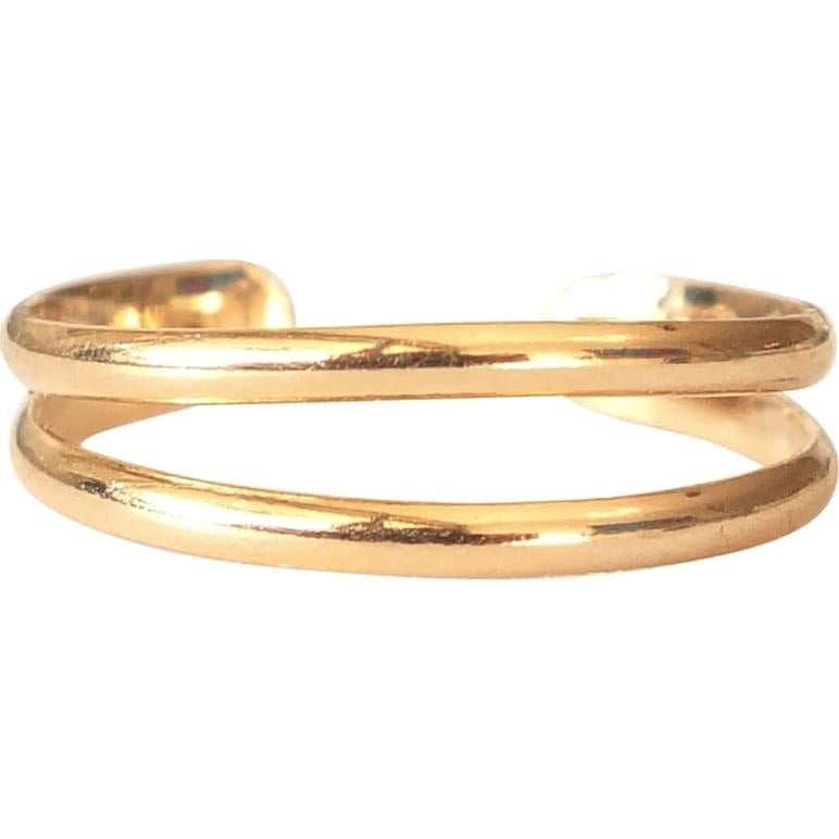 Anillo ajustable de doble banda dorada MiYa Creations