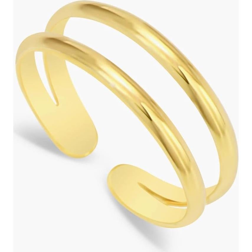 Anillo ajustable de doble banda dorada MiYa Creations