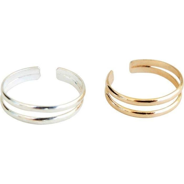 Anillo ajustable de doble banda dorada MiYa Creations