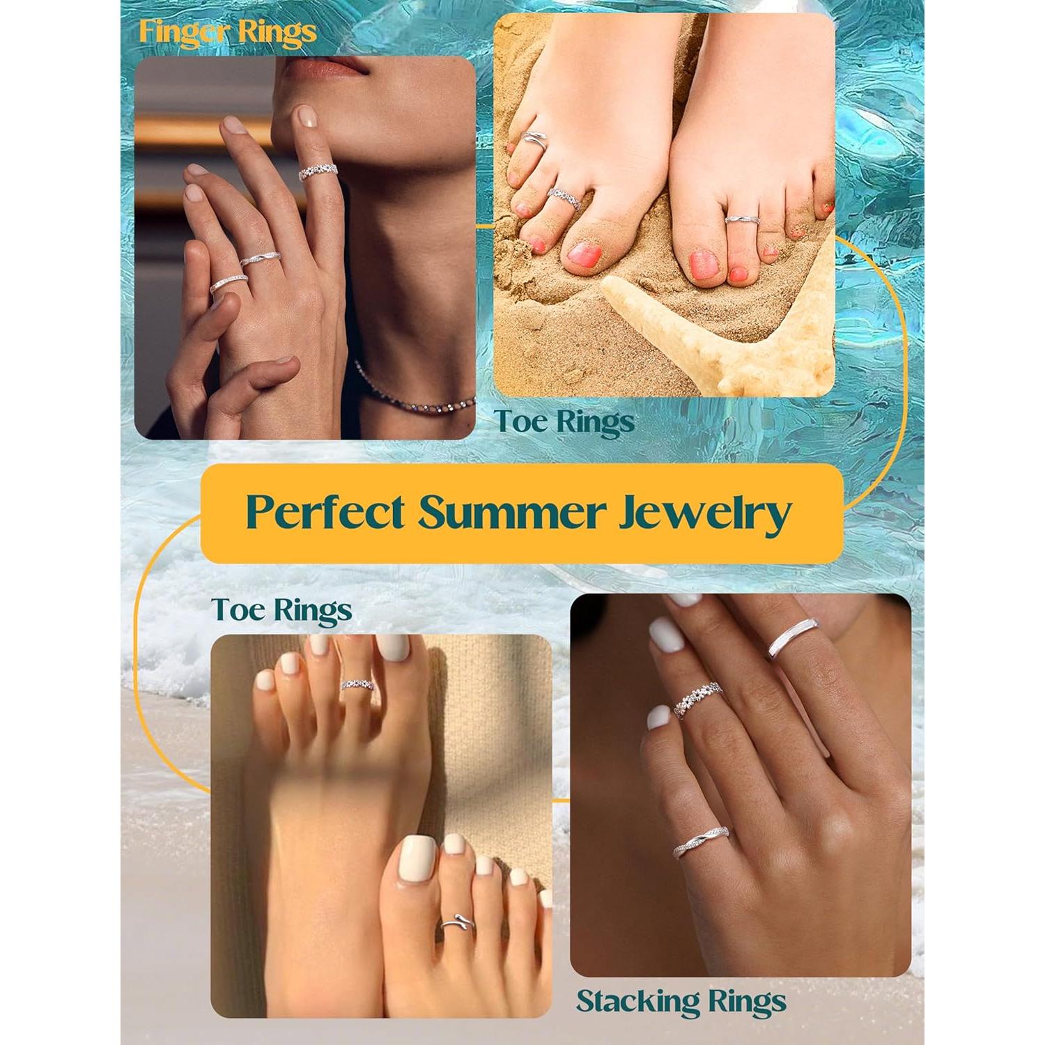 Anillos de Dedo de Plata Esterlina 925 Fiasaso Ajustables