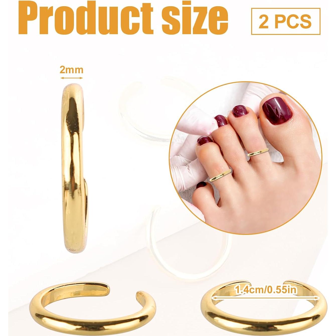 2 Anillos para Dedos de los Pies Mikovivi Ajustables de Cobre Oro