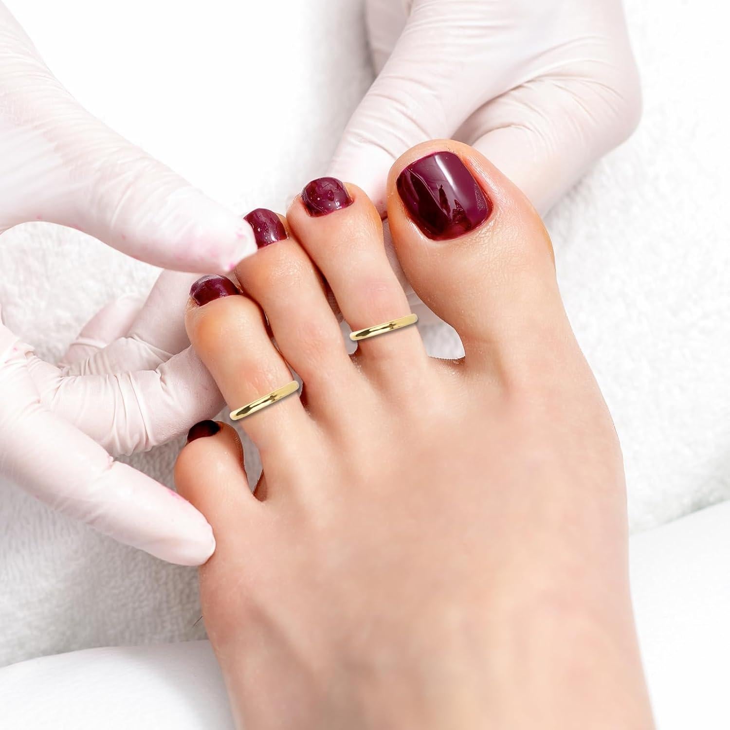 2 Anillos para Dedos de los Pies Mikovivi Ajustables de Cobre Oro