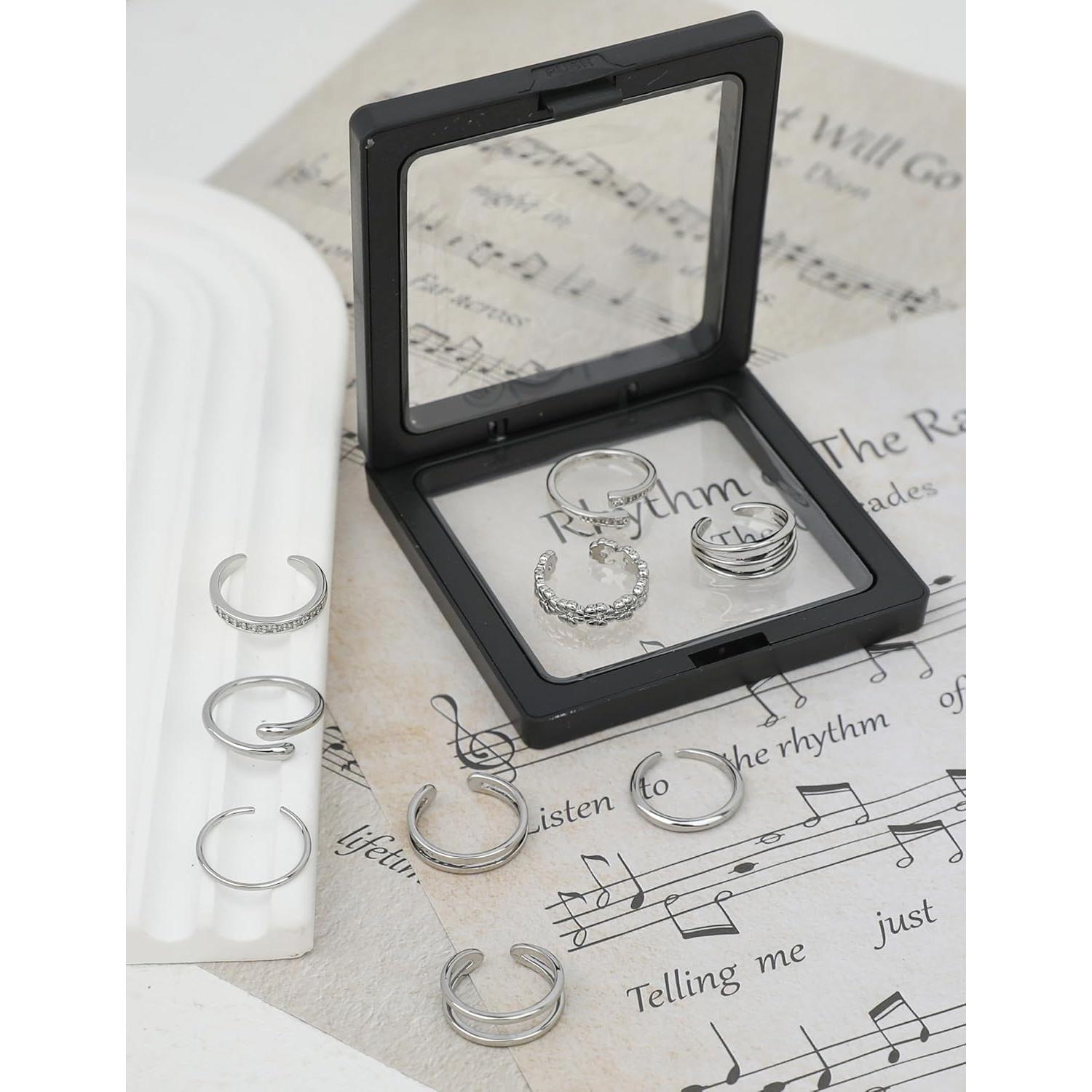 9 Anillos de Dedo del Pie Ajustables Oro 14K para Mujeres