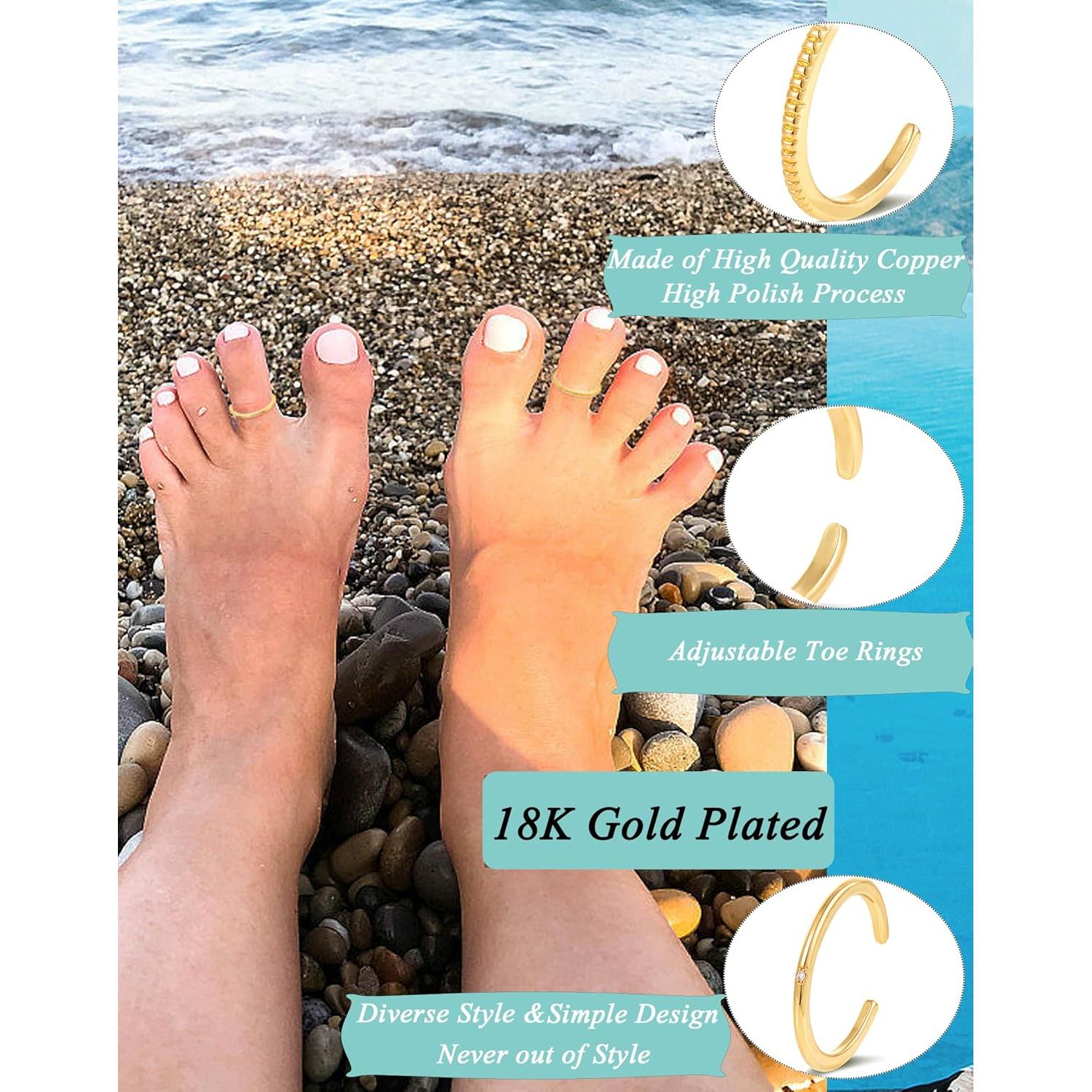 Anillos de Dedo Abiertos Tornito 12Pcs Oro 18K Ajustables