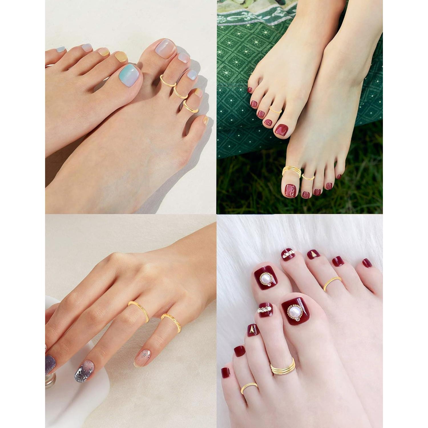 Anillos de Dedo Abiertos Tornito 12Pcs Oro 18K Ajustables