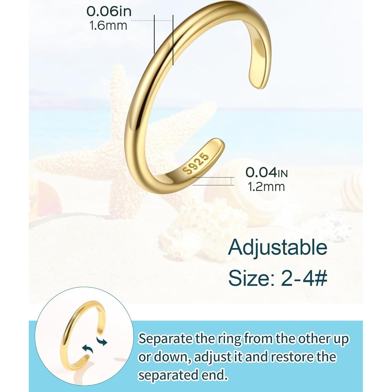 Anillo de dedo ajustable ChicSilver de plata esterlina 925