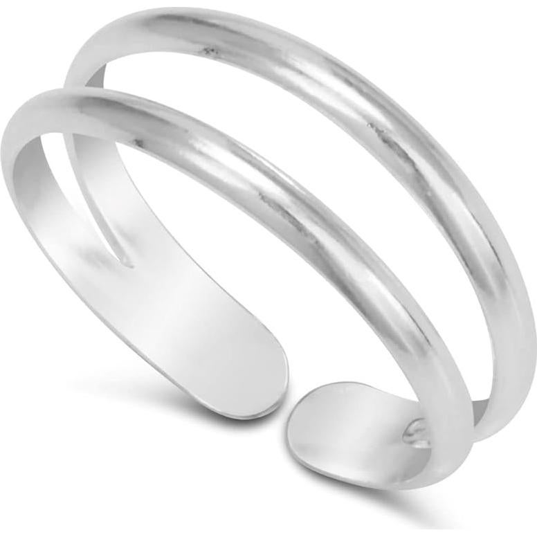 Anillo Ajustable de Plata Esterlina 925 MiYa - Doble Banda