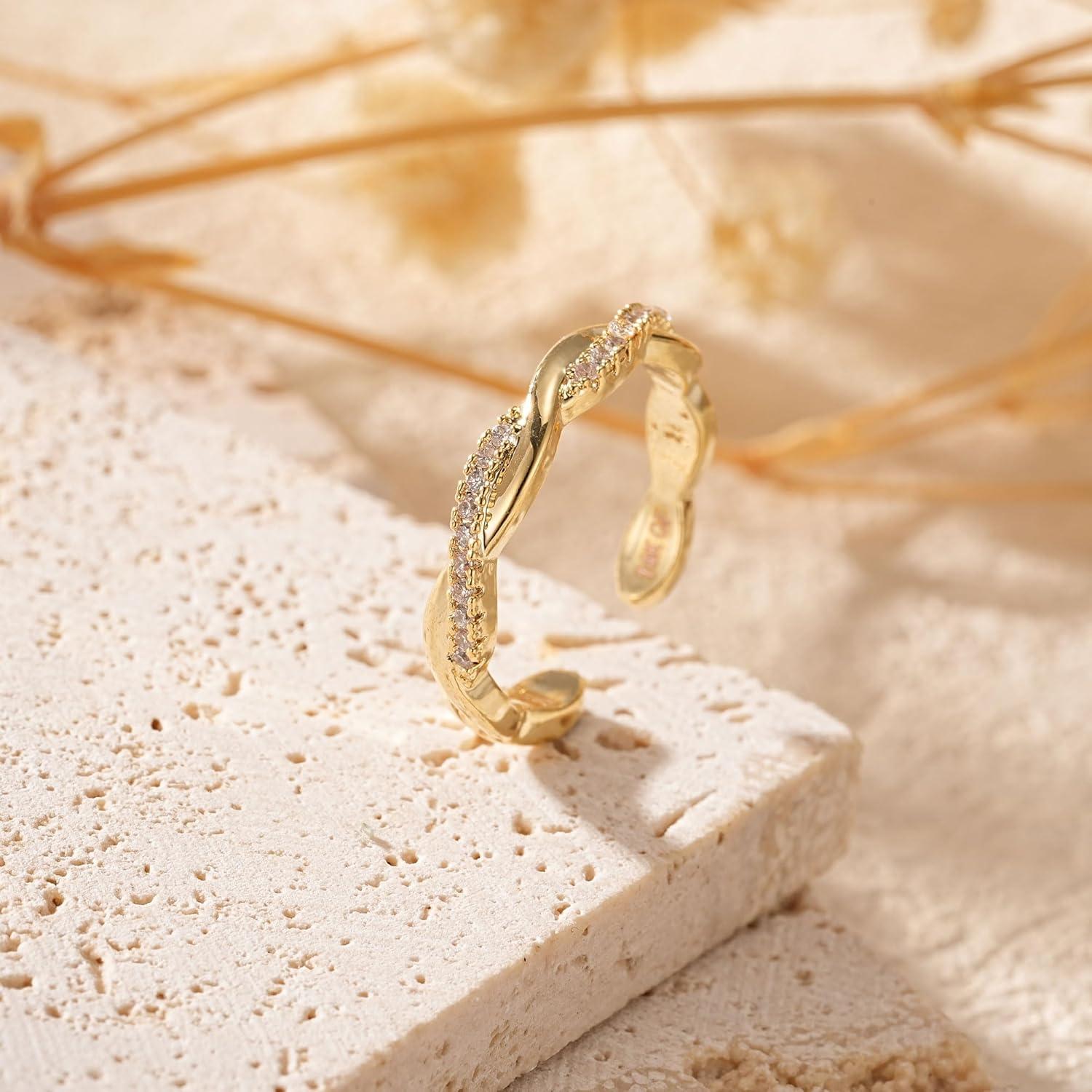 Anillos para dedos de los pies de oro 14K ajustables para mujer
