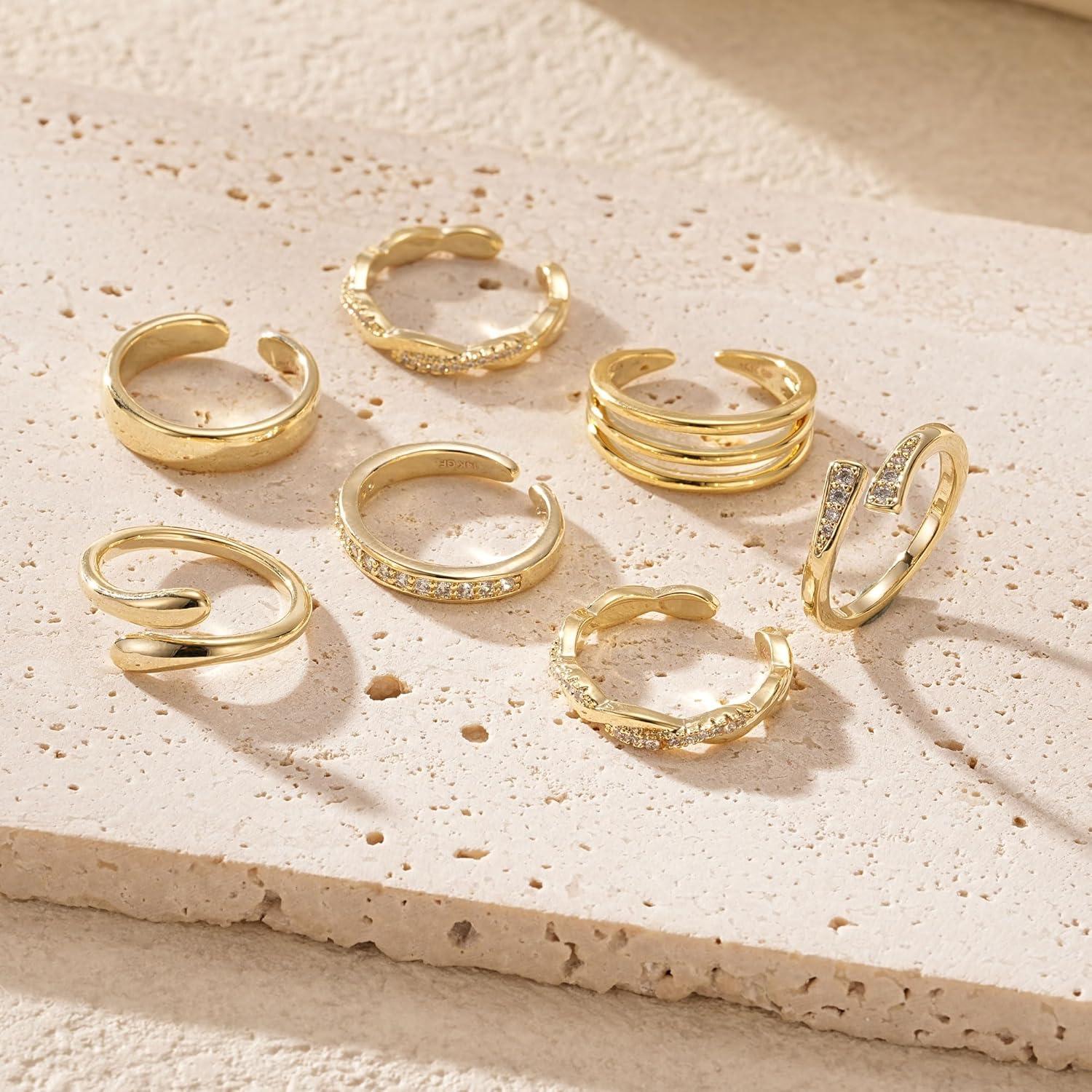 Anillos para dedos de los pies de oro 14K ajustables para mujer