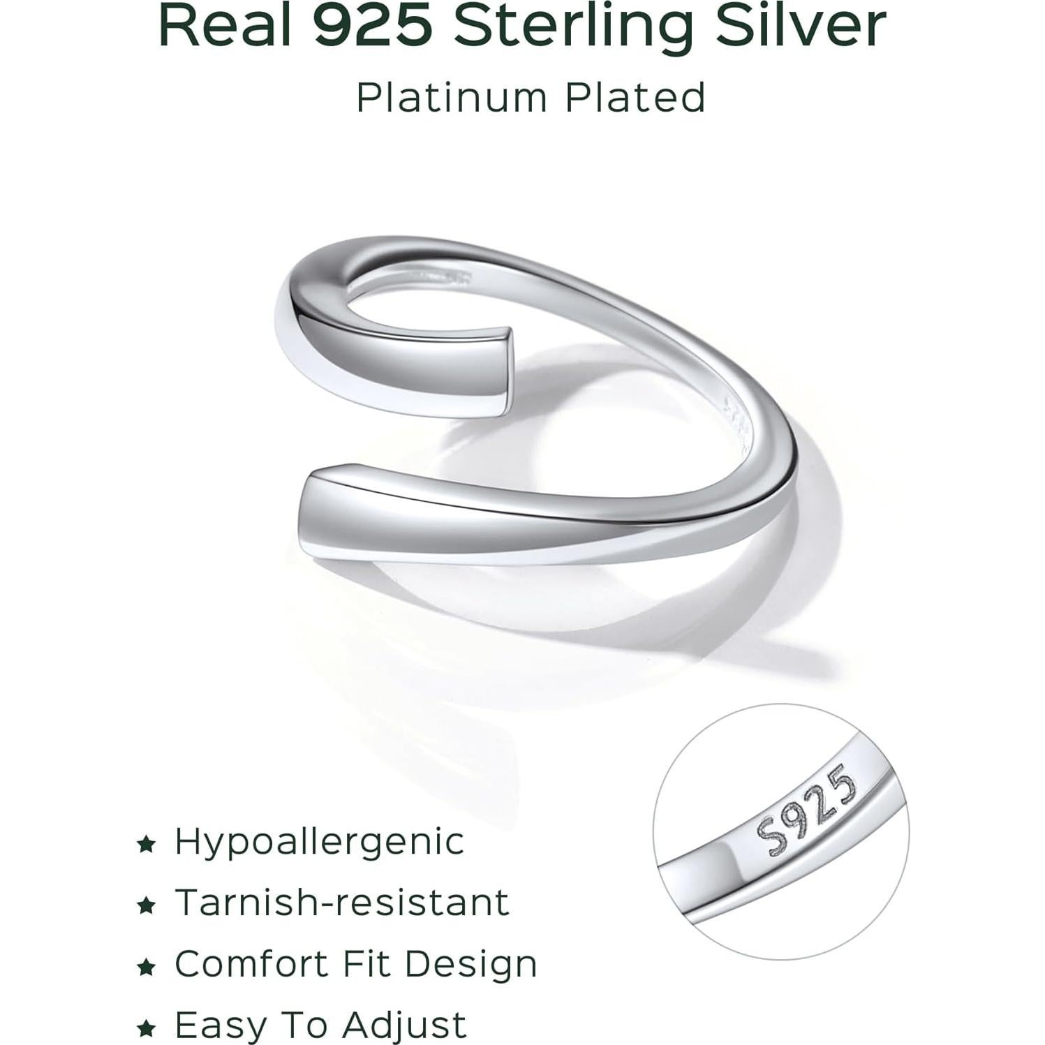 Anillo para Dedo de Pie ChicSilver 925 Plata Esterlina Ajustable