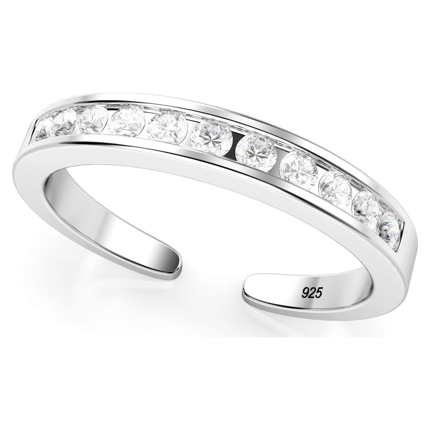 Anillo ajustable de plata esterlina con zirconia cúbica