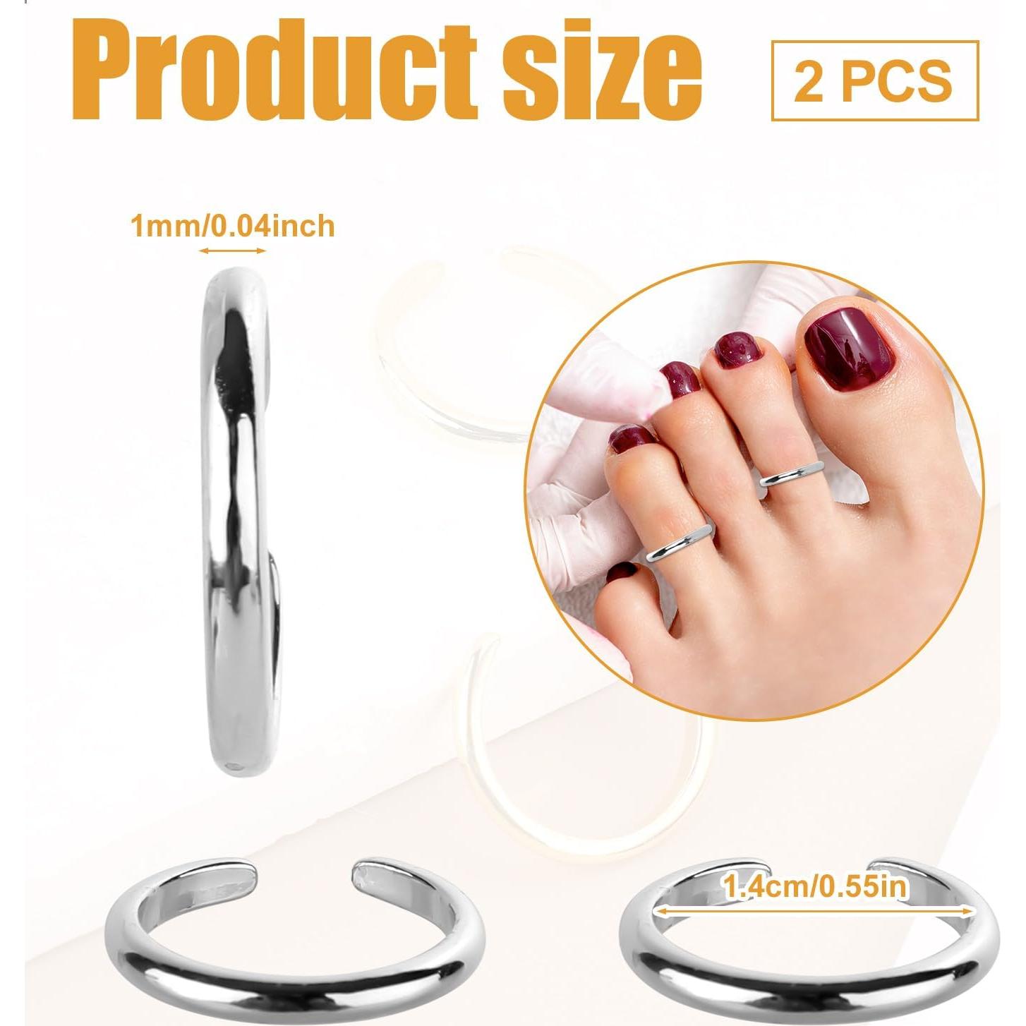 2 Anillos de Dedo Ajustables Mikovivi de Cobre Plateado 1mm