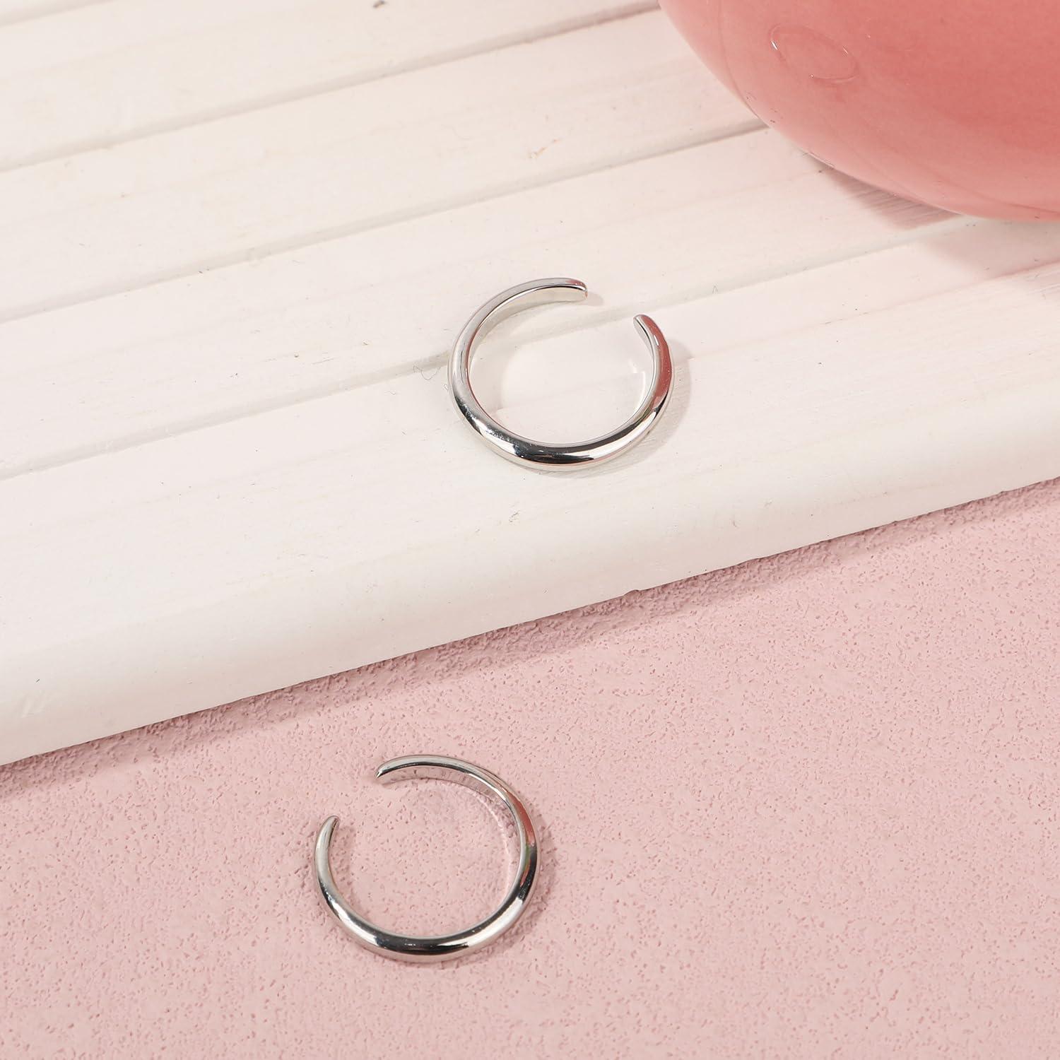 2 Anillos de Dedo Ajustables Mikovivi de Cobre Plateado 1mm