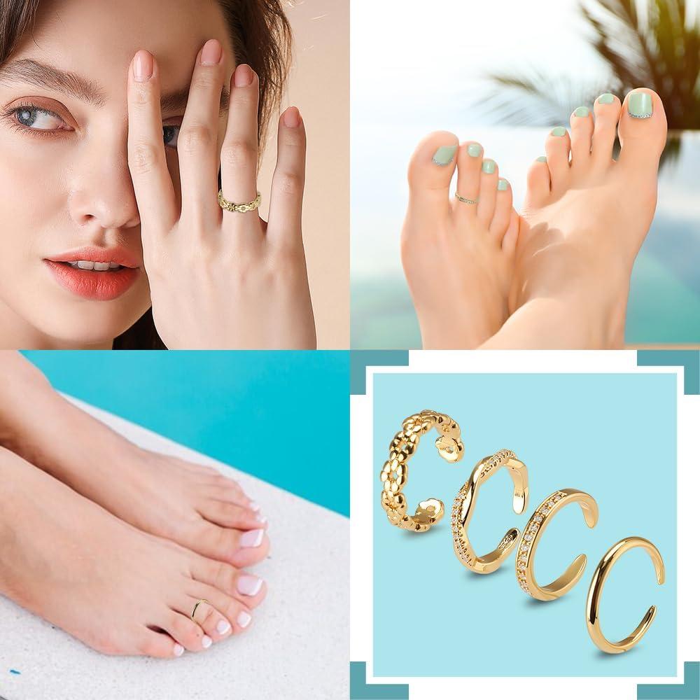 Anillos Ajustables para Dedos de los Pies Dorados Mannikesi