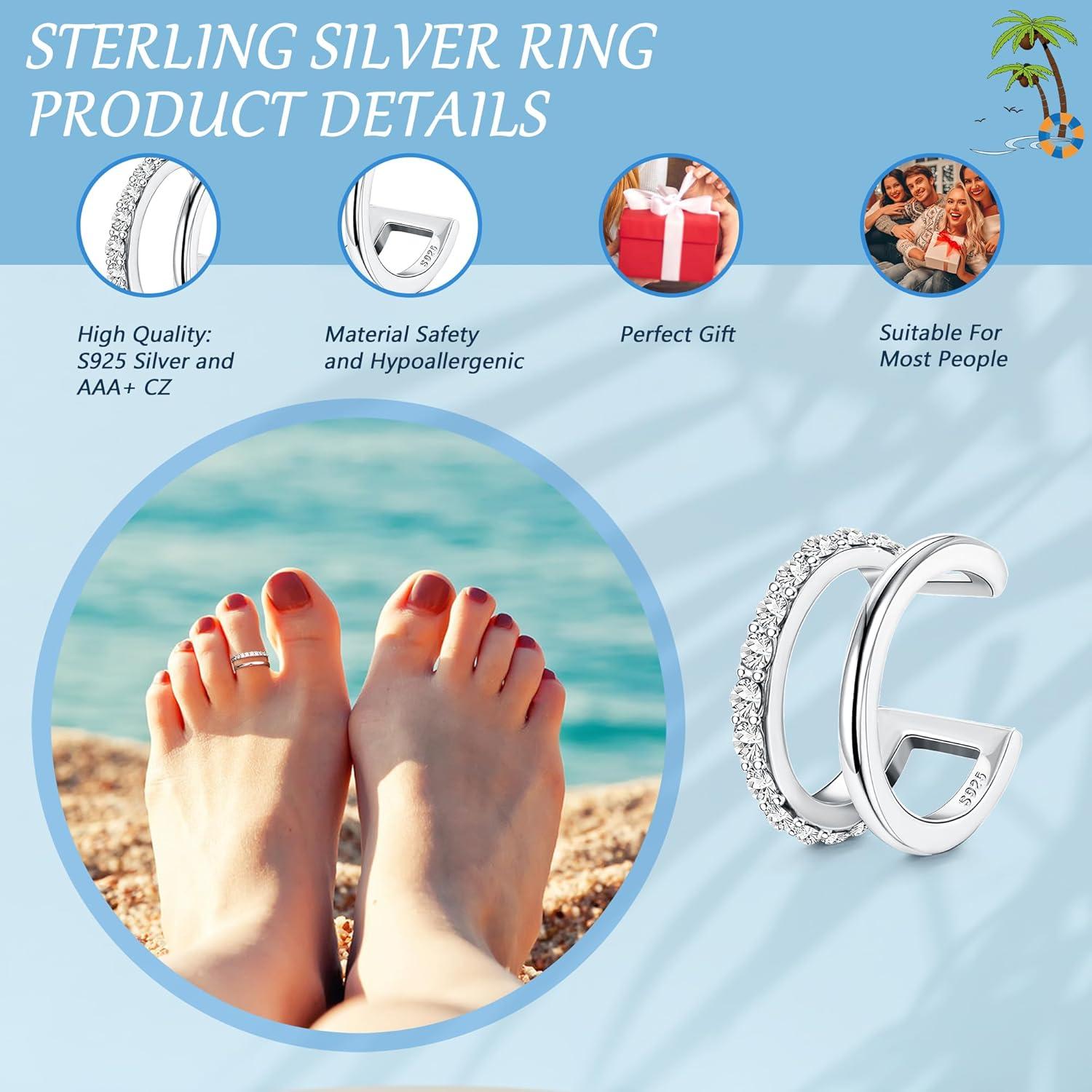 Anillos para Dedos de los Pies Orazio Plata Esterlina 925 Ajustables