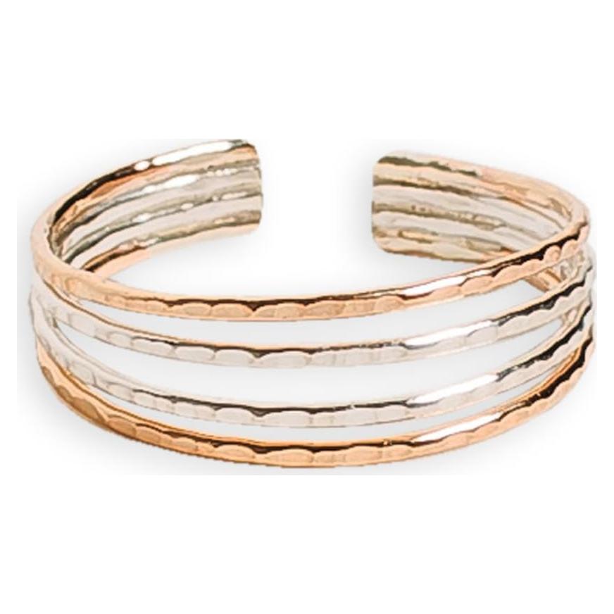 Anillo de Dedo del Pie Plata .925 y Oro 14K Ajustable Unisex