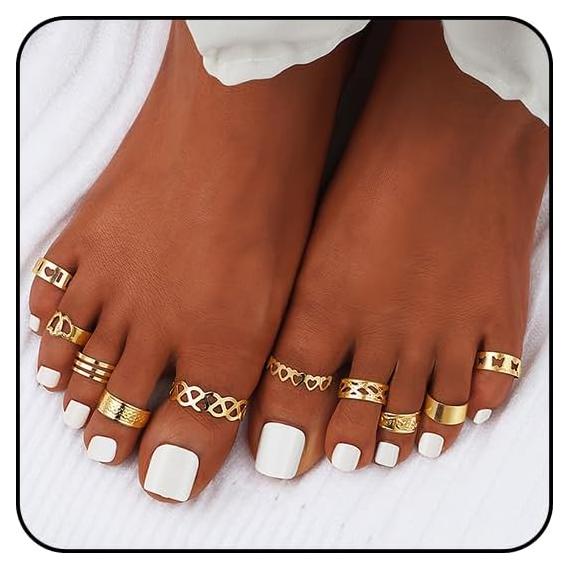 Anillos para dedos de los pies ajustables de aleación oro mujer