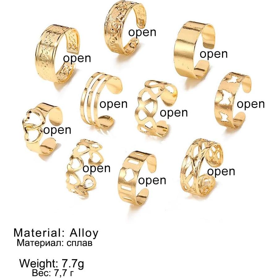 Anillos para dedos de los pies ajustables de aleación oro mujer