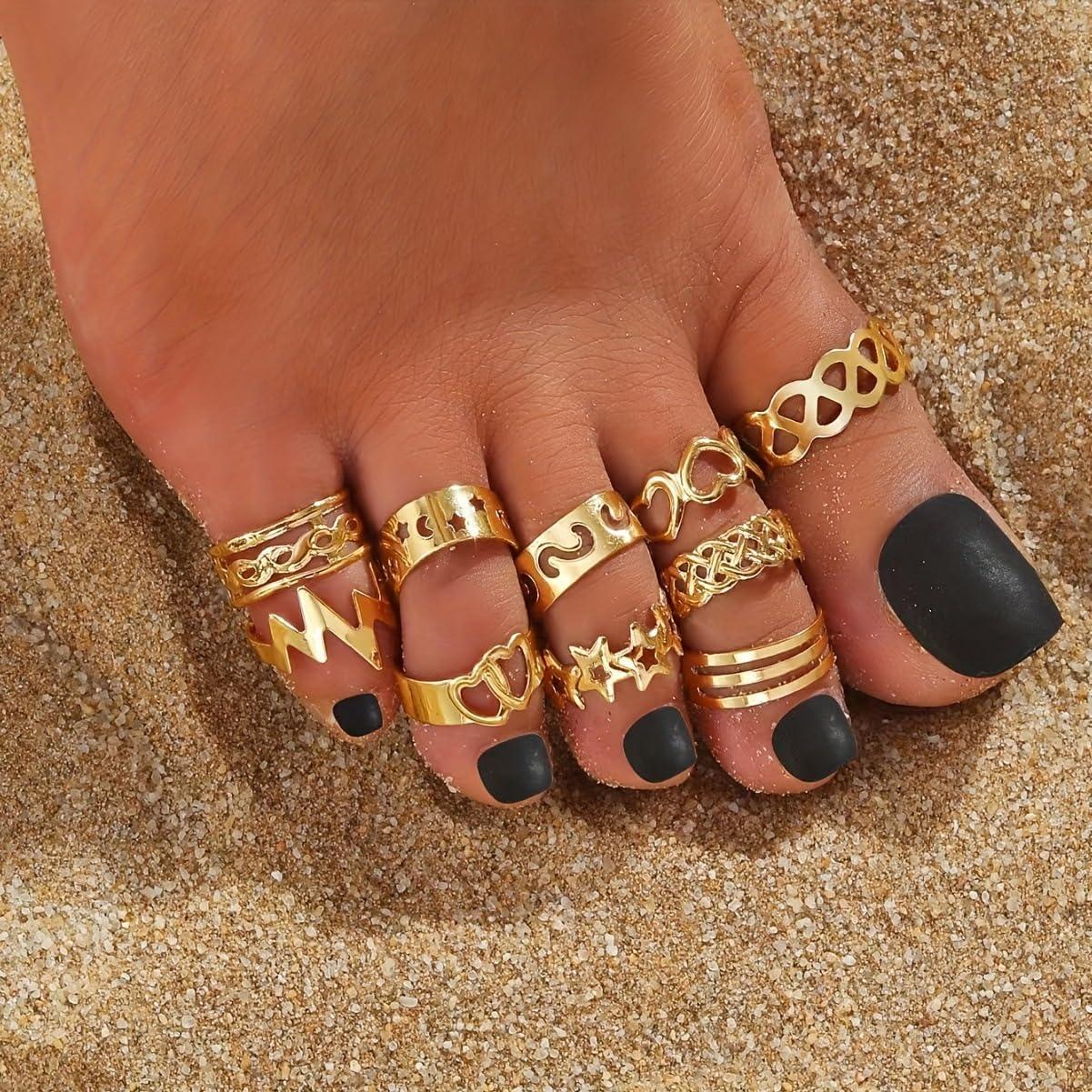 Anillos para dedos de los pies ajustables de aleación oro mujer