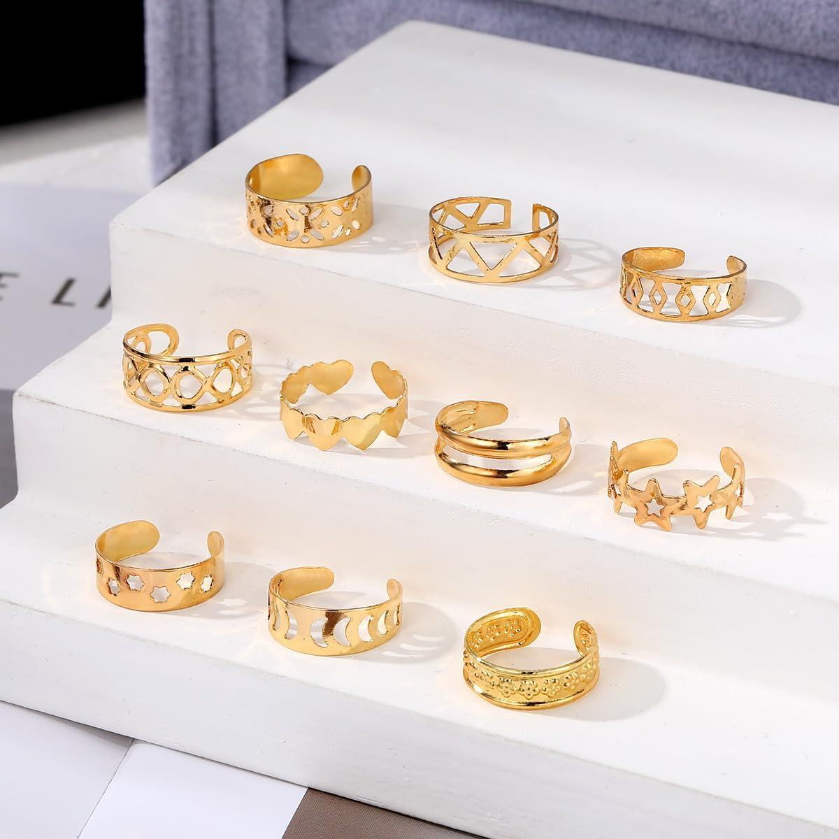 Anillos para dedos de los pies ajustables de aleación oro mujer