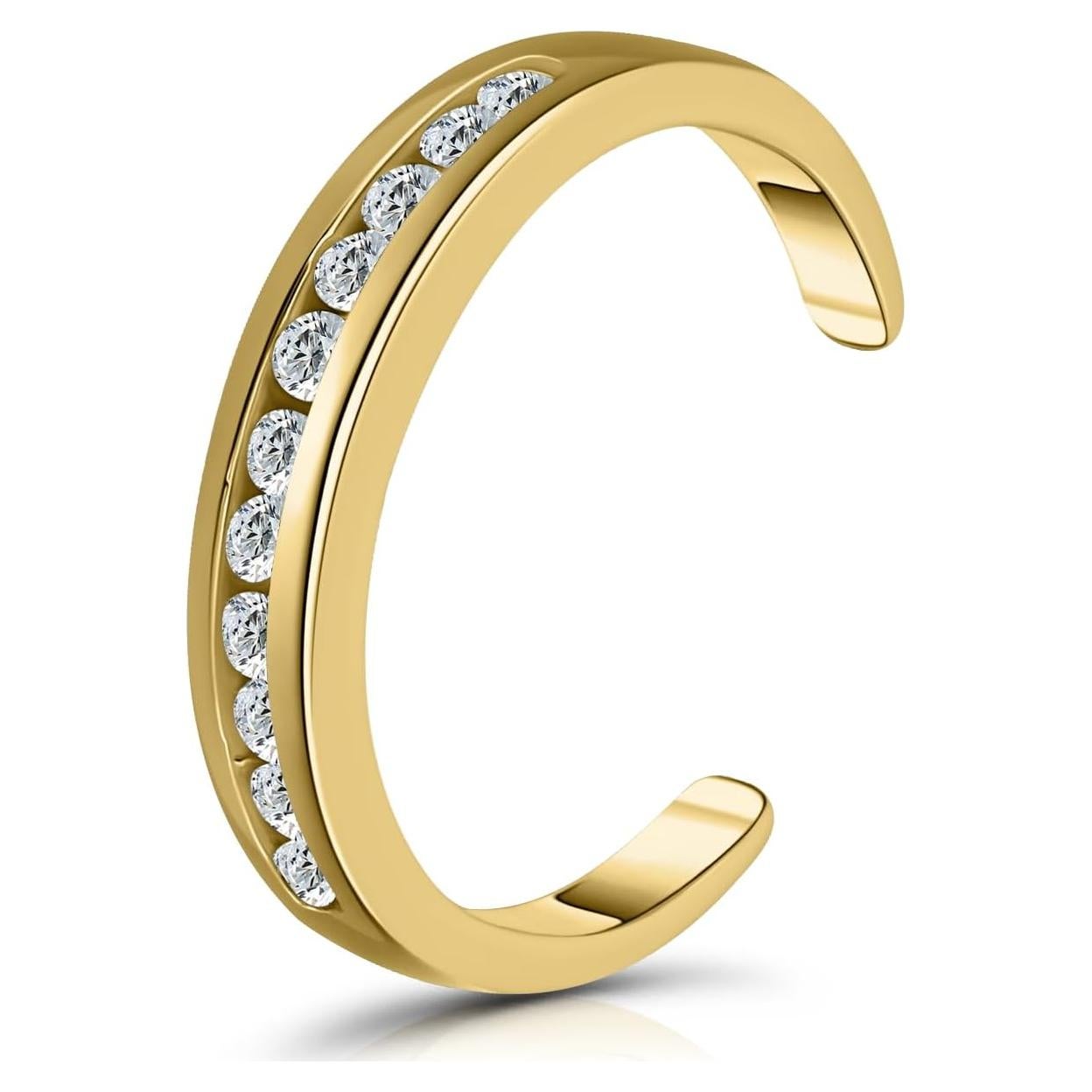 Anillo Abierto Ajustable Plata Esterlina 925 Aros y Bucles CZ