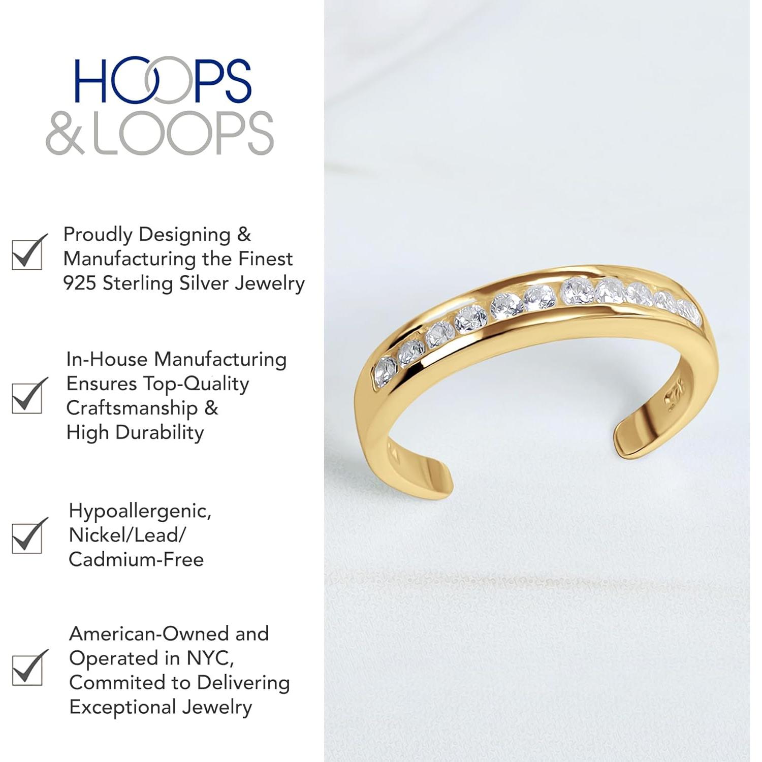 Anillo Abierto Ajustable Plata Esterlina 925 Aros y Bucles CZ