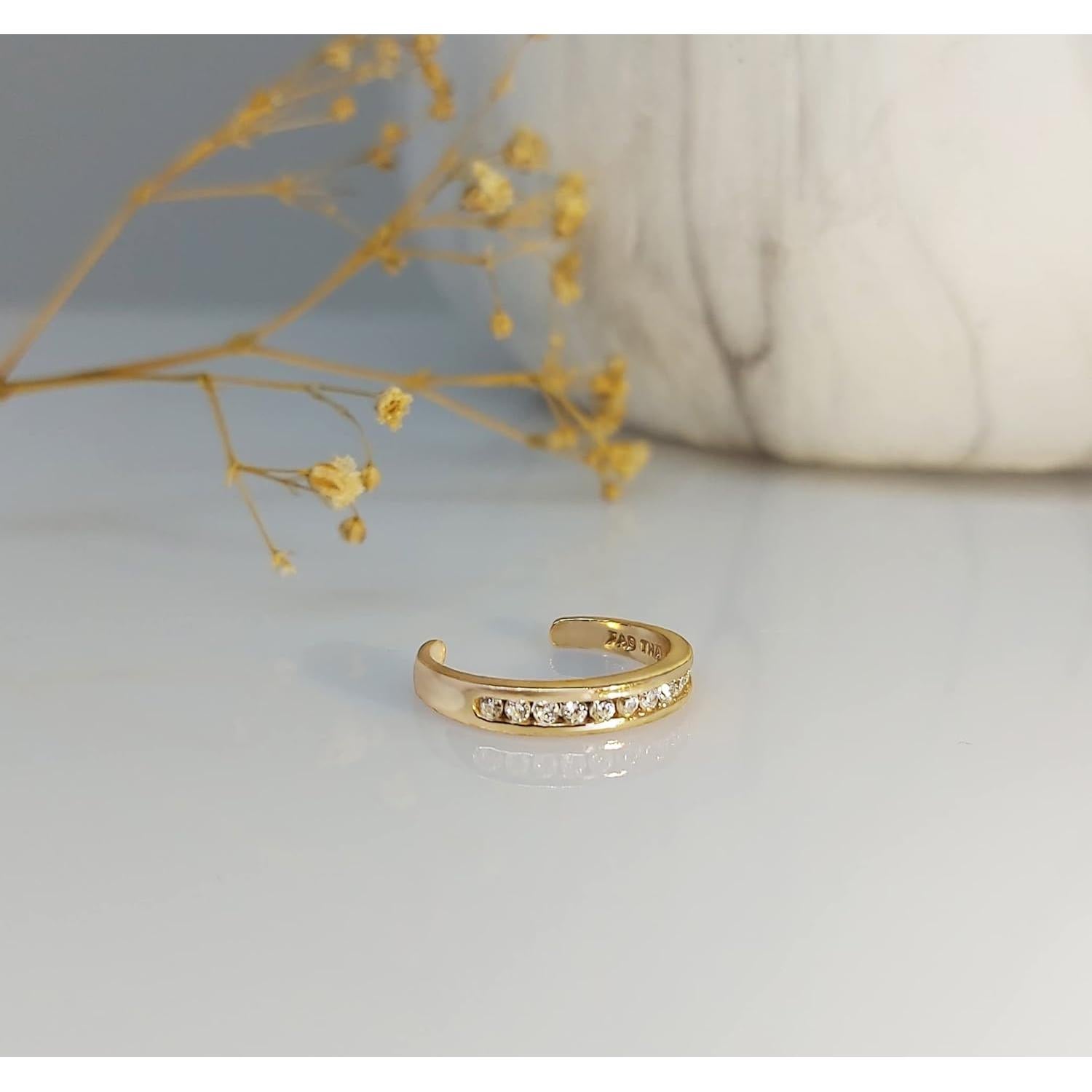 Anillo Abierto Ajustable Plata Esterlina 925 Aros y Bucles CZ