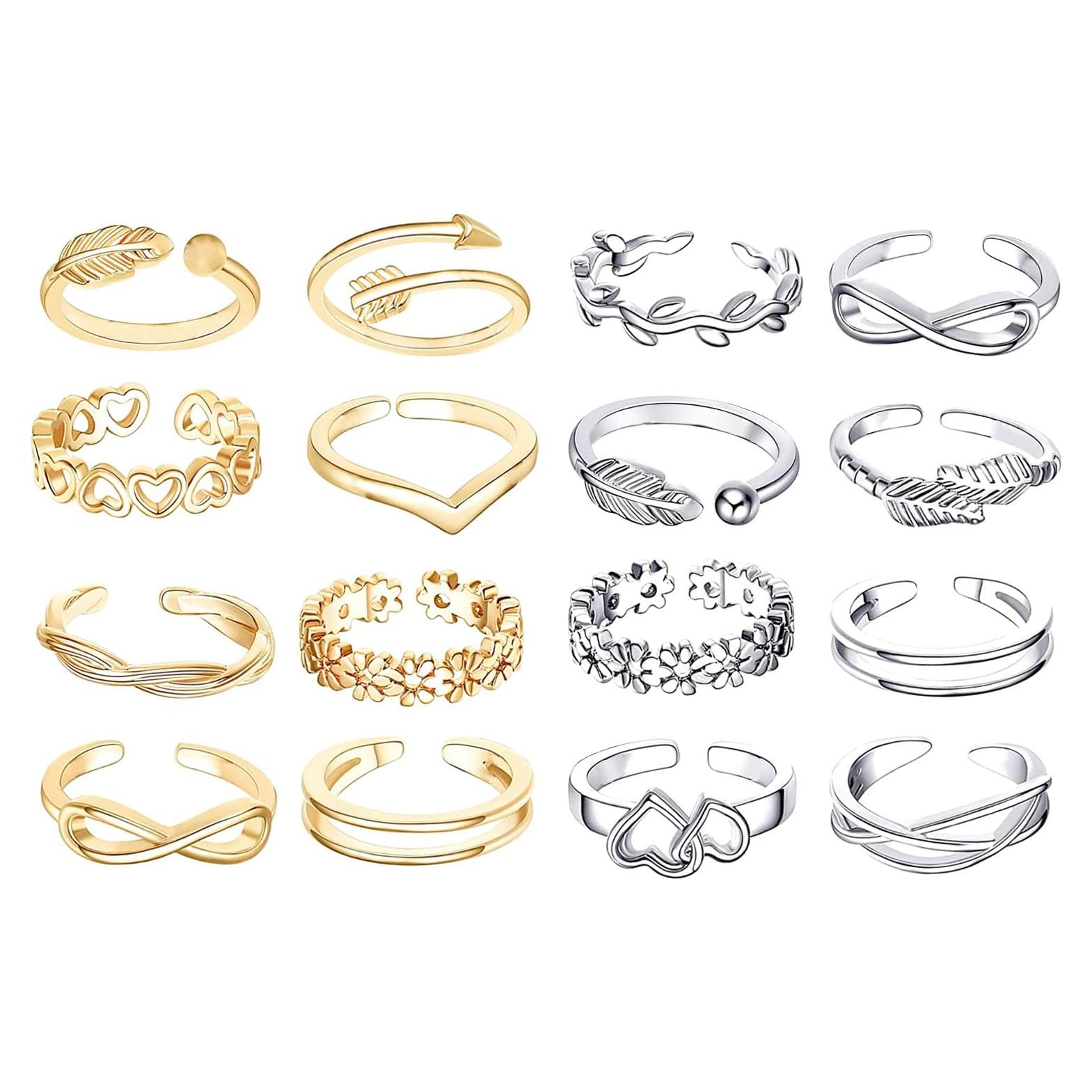 Juego de 24 Anillos Ajustables para Dedos de los Pies Mujer